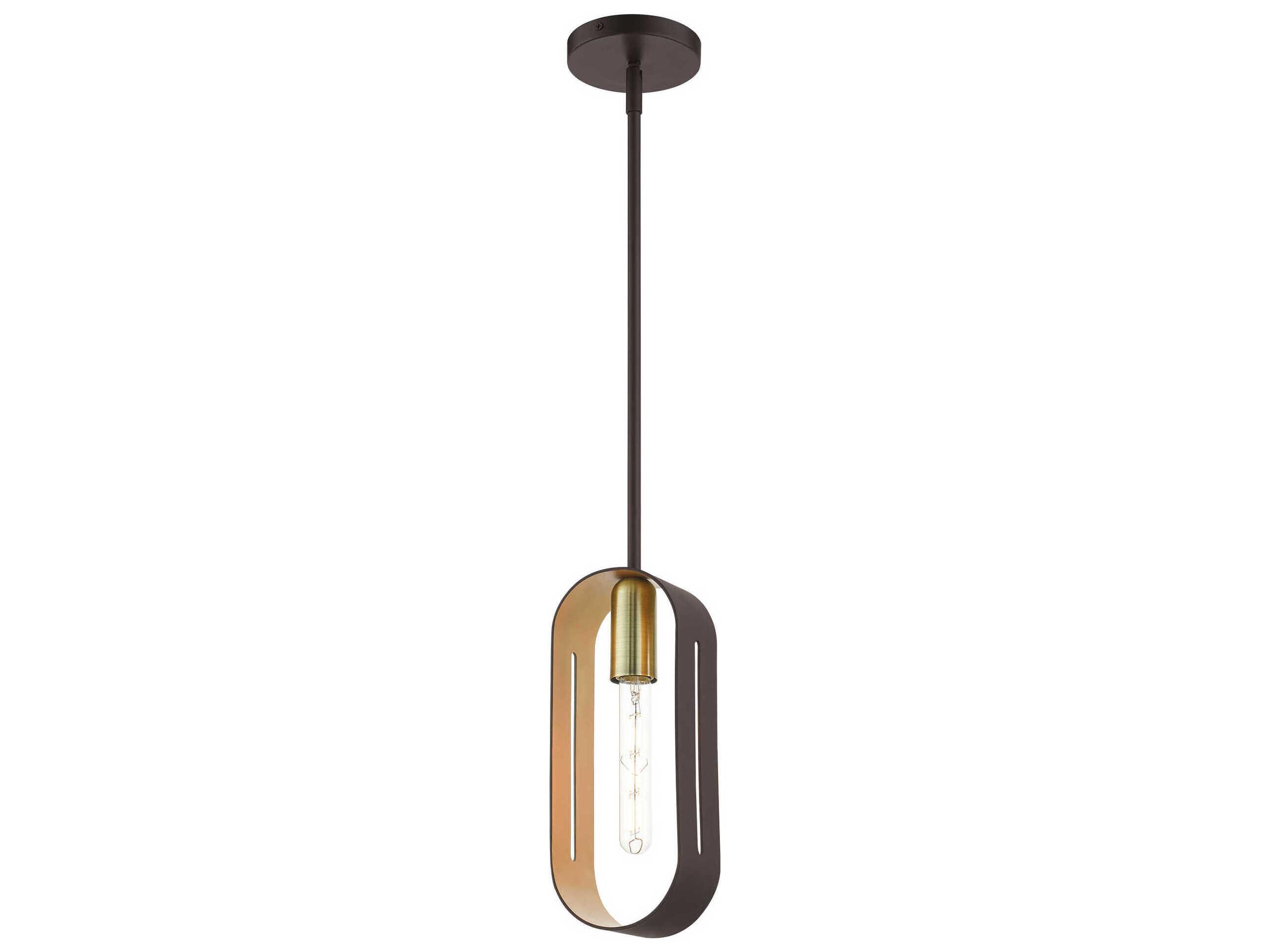 Livex Lighting Ravena 1-Light Bronze Antique Brass Gold Mini Pendant