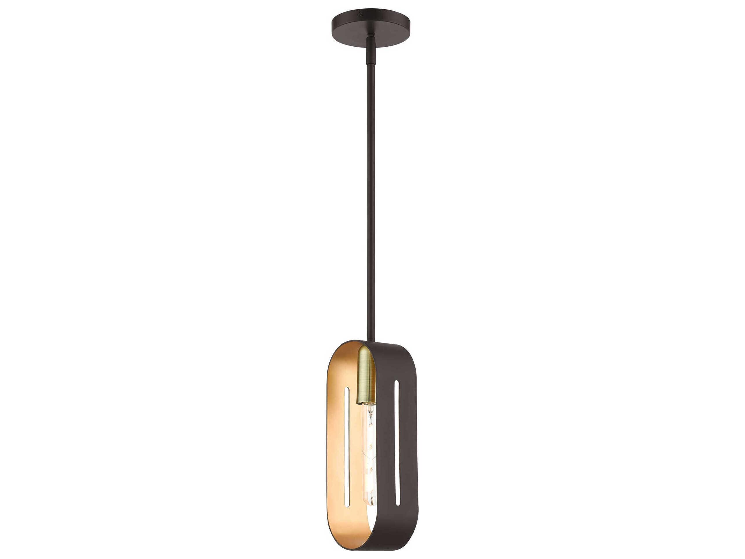 Livex Lighting Ravena 1-Light Bronze Antique Brass Gold Mini Pendant