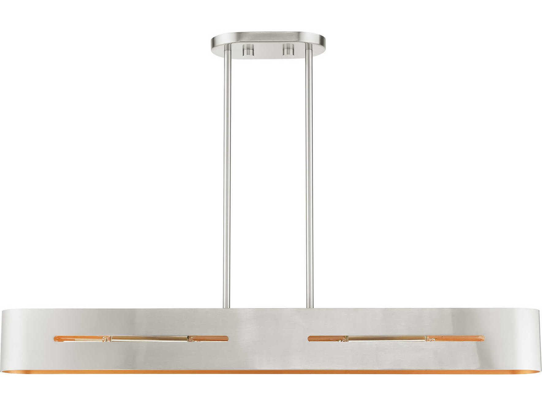 Livex Lighting Ravena 4-Light Brushed Nickel Gold Island Pendant