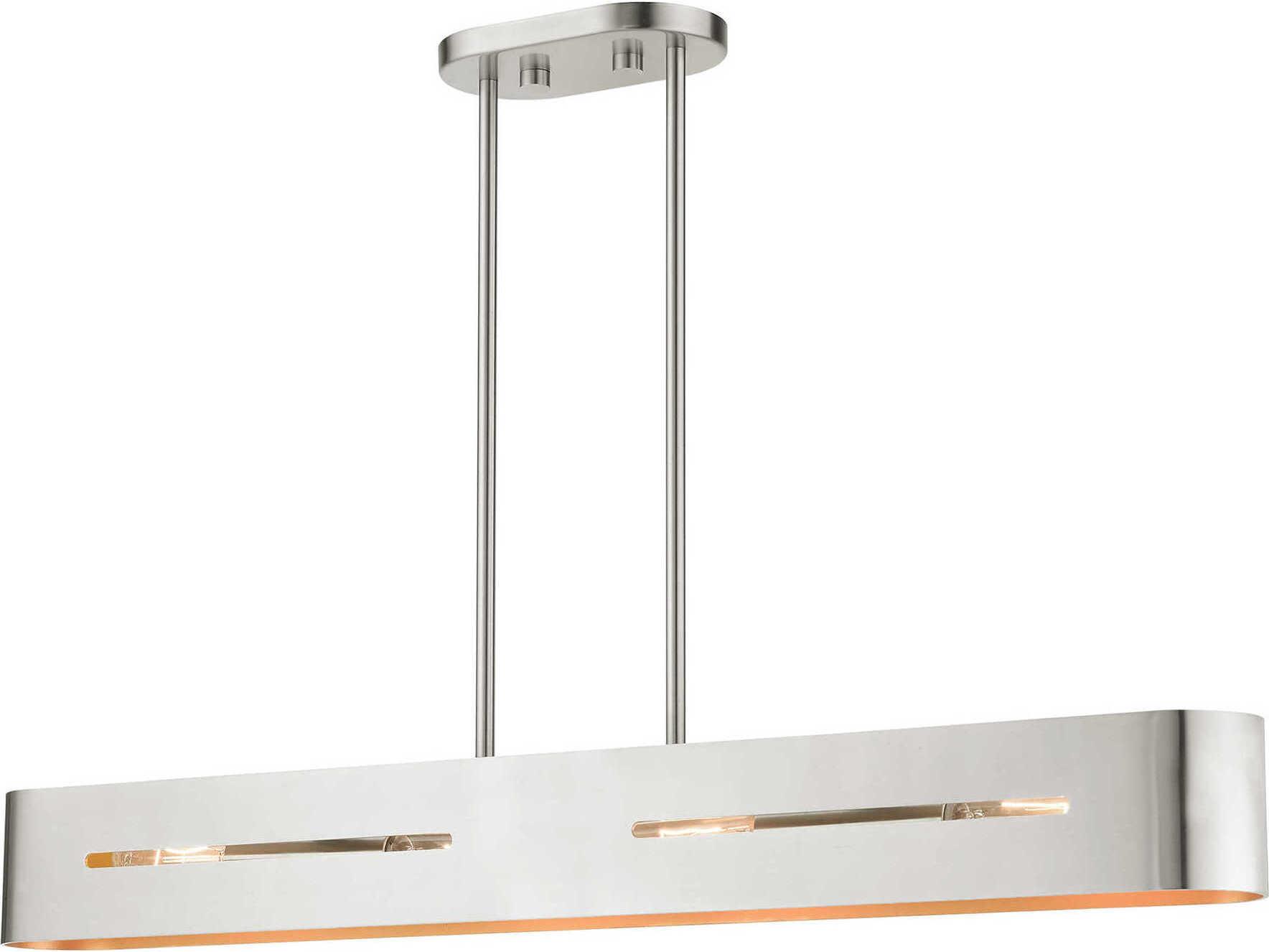 Livex Lighting Ravena 4-Light Brushed Nickel Gold Island Pendant