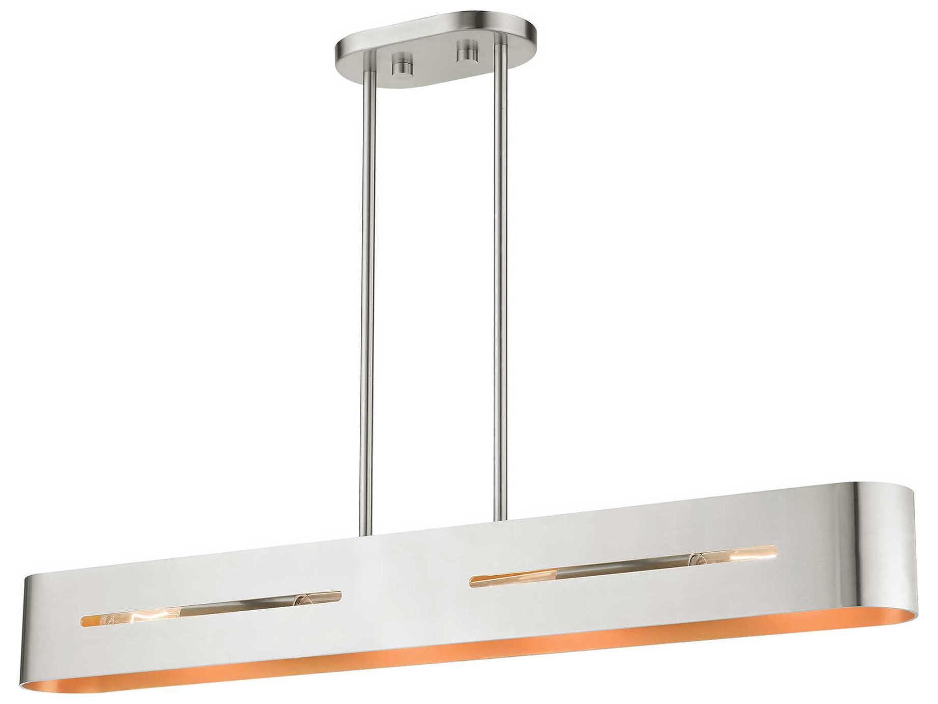 Livex Lighting Ravena 4-Light Brushed Nickel Gold Island Pendant