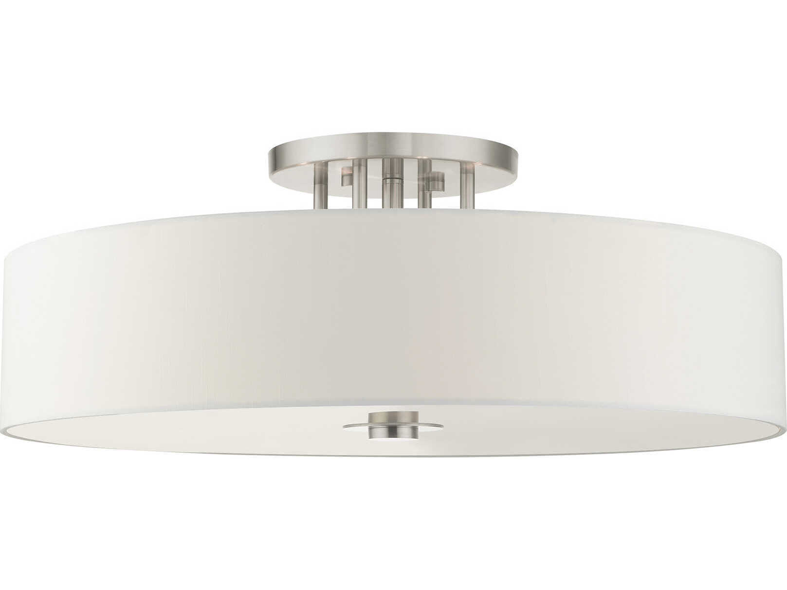 Livex Lighting Meridian 6-Light Brushed Nickel Drum Semi Flush Mount