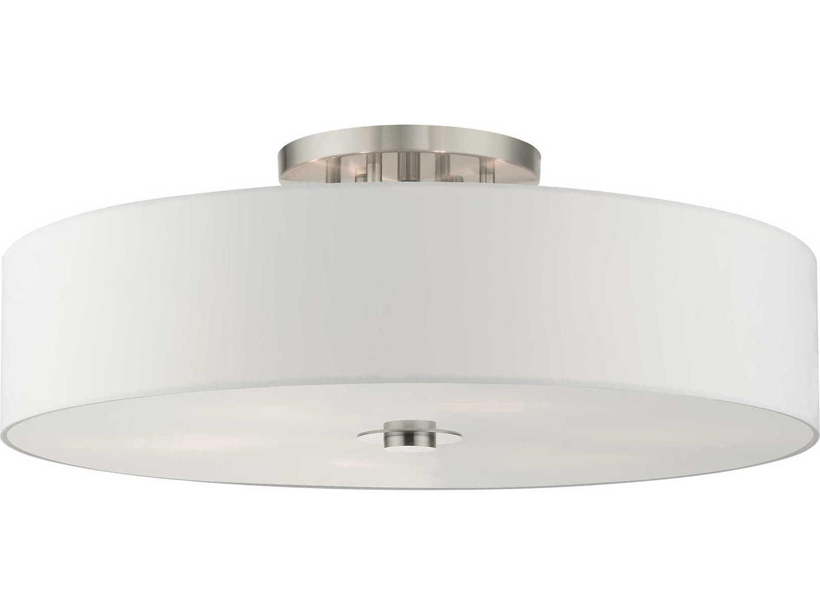 Livex Lighting Meridian 6-Light Brushed Nickel Drum Semi Flush Mount
