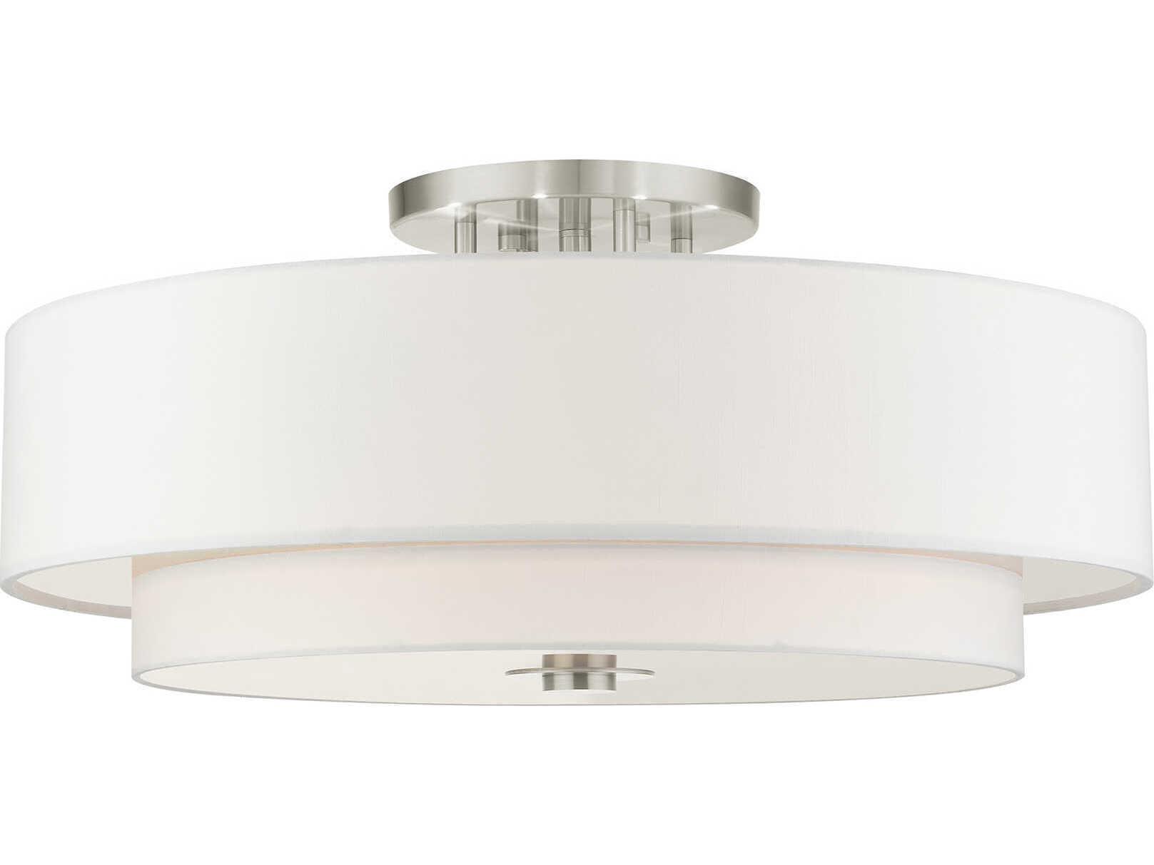 Livex Lighting Meridian 6-Light Brushed Nickel Drum Semi Flush Mount