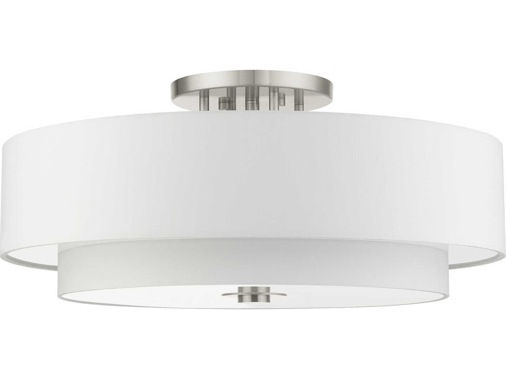 Livex Lighting Meridian 6-Light Brushed Nickel Drum Semi Flush Mount