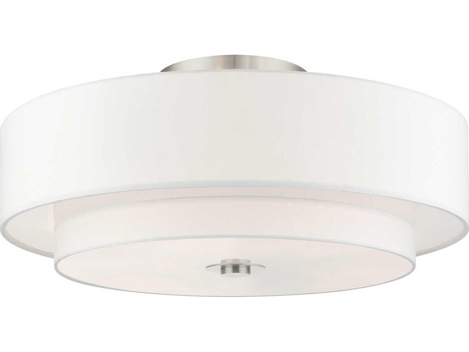 Livex Lighting Meridian 6-Light Brushed Nickel Drum Semi Flush Mount