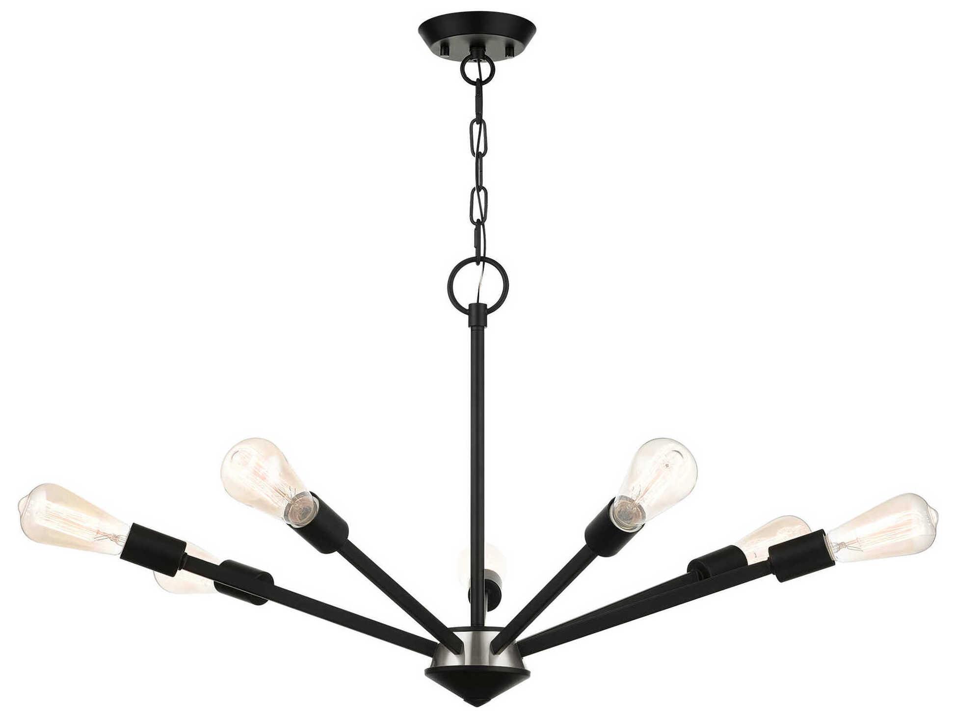 Livex Lighting Prague 7-Light Black Brushed Nickel Sputnik Chandelier