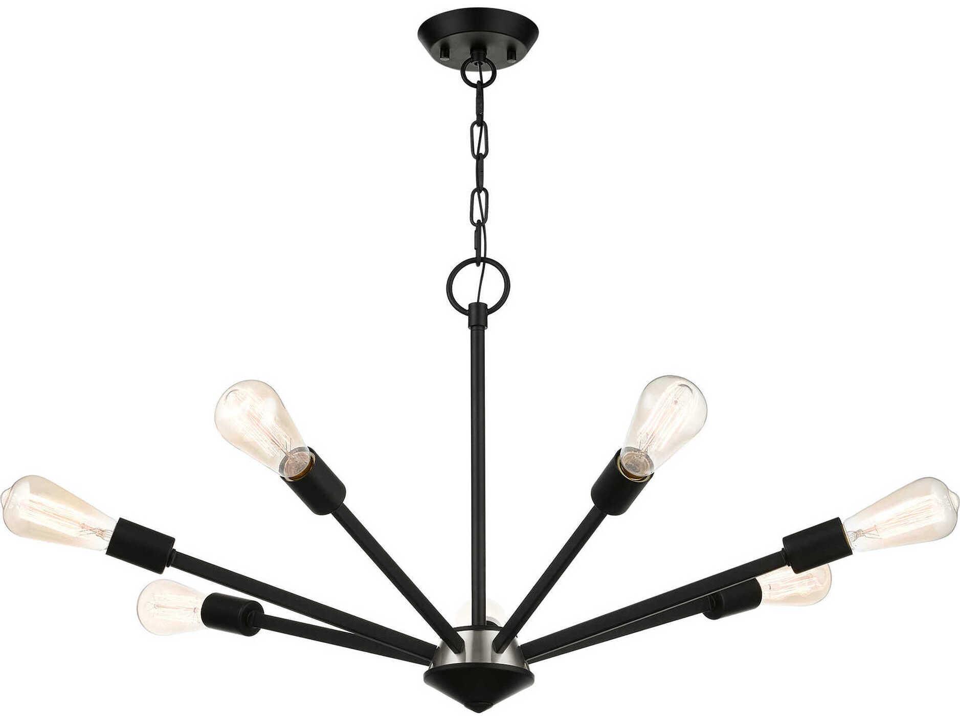 Livex Lighting Prague 7-Light Black Brushed Nickel Sputnik Chandelier