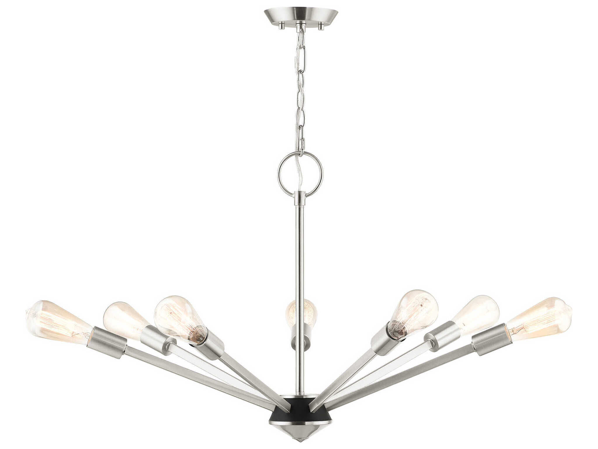 Livex Lighting Prague 7-Light Brushed Nickel Black Sputnik Chandelier