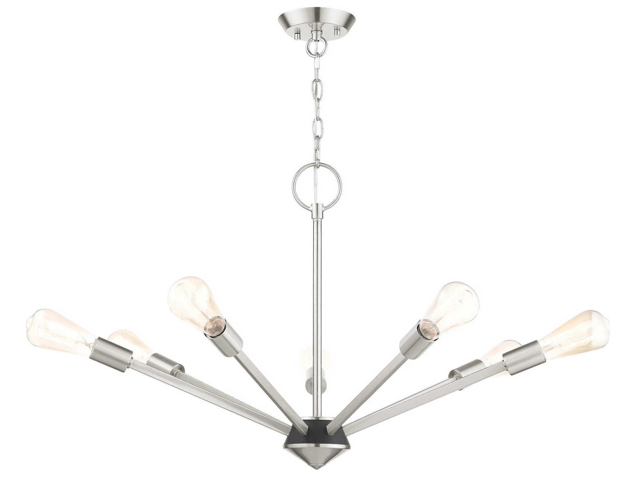 Livex Lighting Prague 7-Light Brushed Nickel Black Sputnik Chandelier