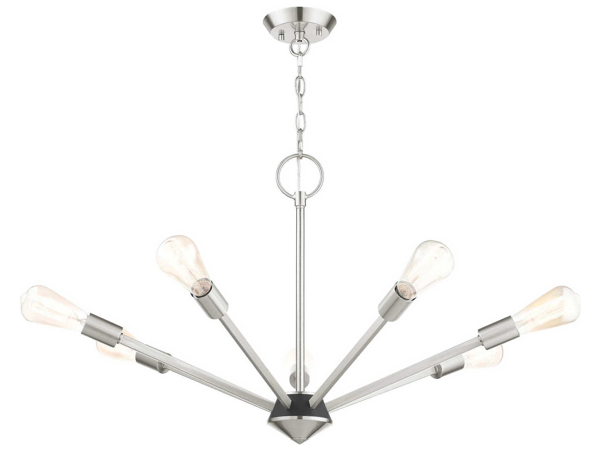 Livex Lighting Prague 7-Light Brushed Nickel Black Sputnik Chandelier