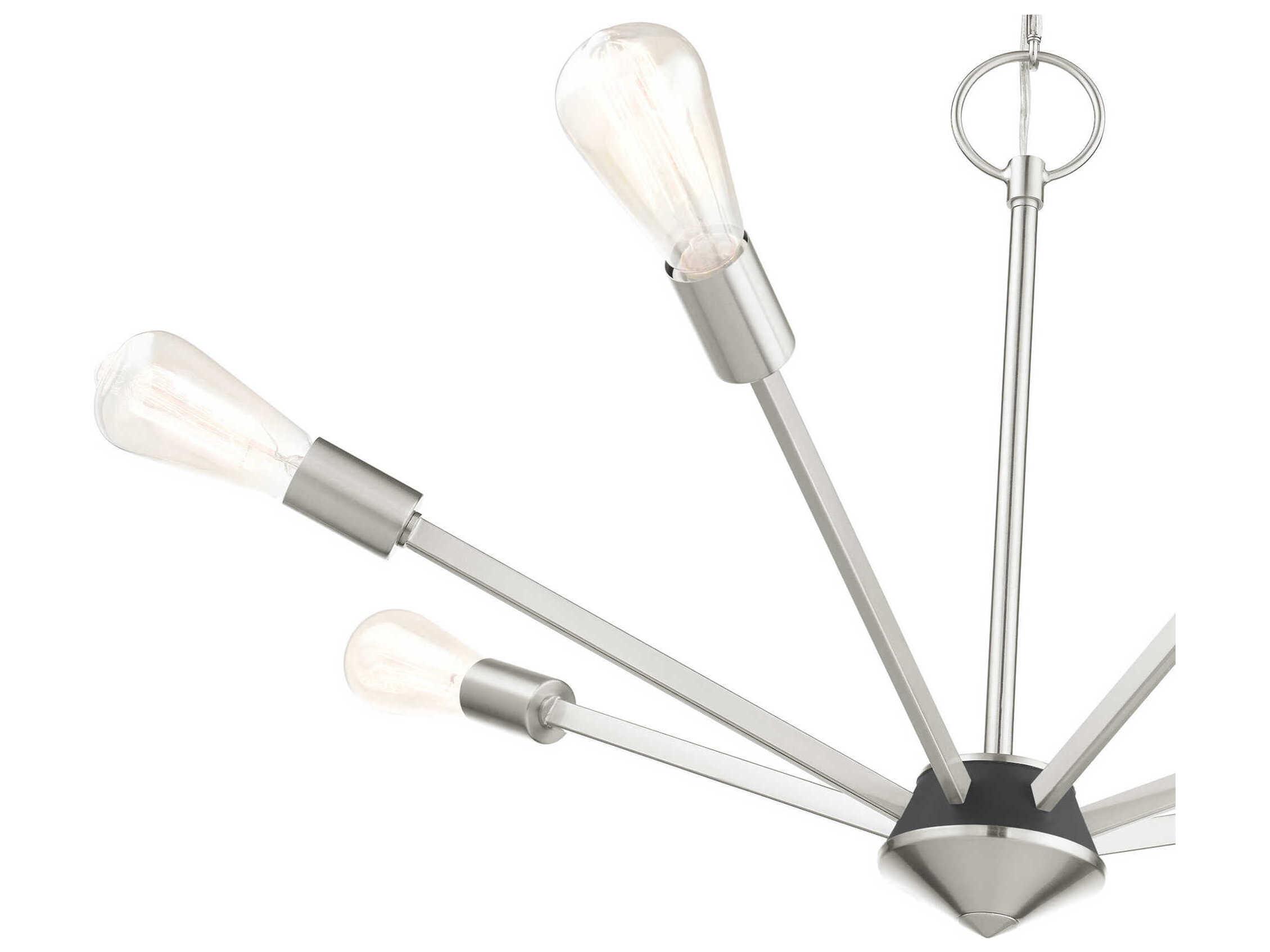 Livex Lighting Prague 7-Light Brushed Nickel Black Sputnik Chandelier