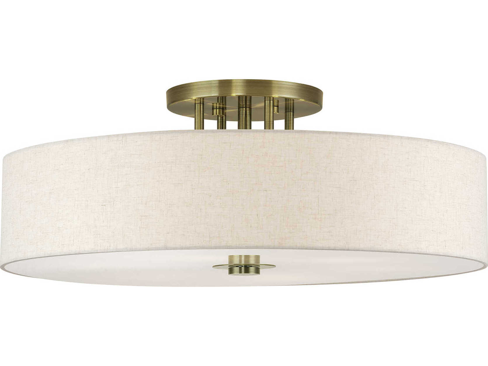 Livex Lighting Monroe 6-Light Antique Brass Drum Semi Flush Mount