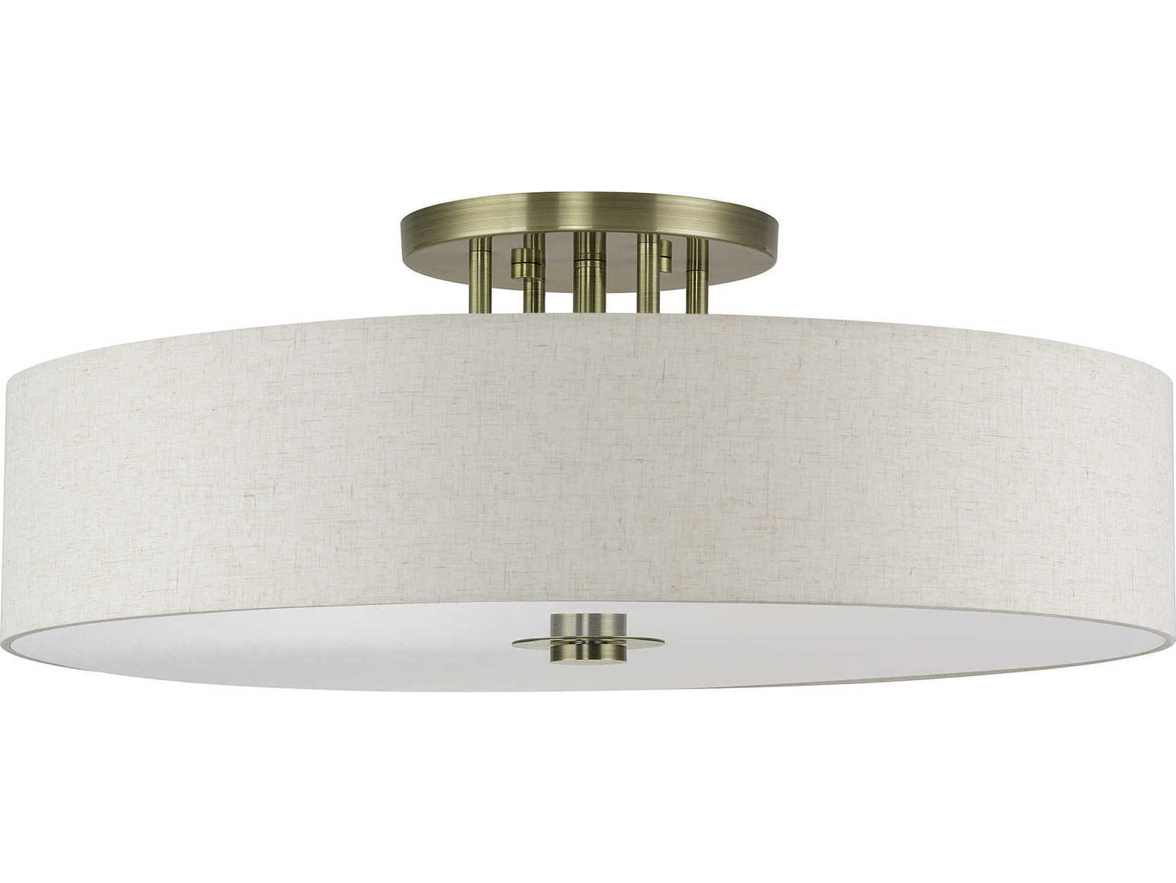Livex Lighting Monroe 6-Light Antique Brass Drum Semi Flush Mount
