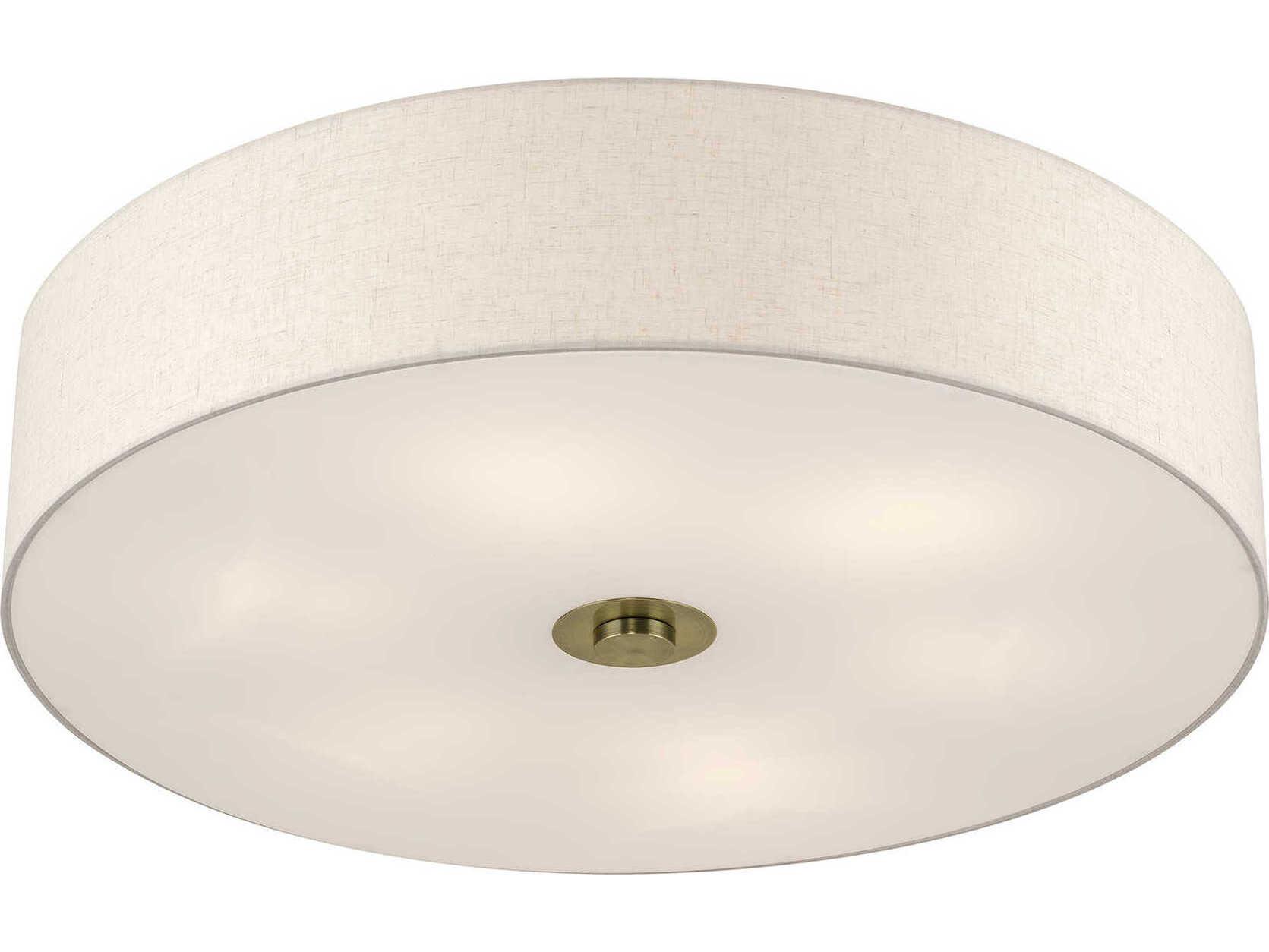 Livex Lighting Monroe 6-Light Antique Brass Drum Semi Flush Mount