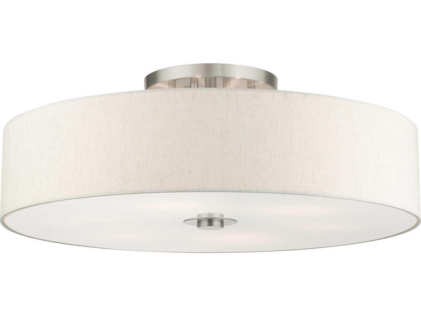 Livex Lighting Meridian 6-Light Brushed Nickel Drum Semi Flush Mount
