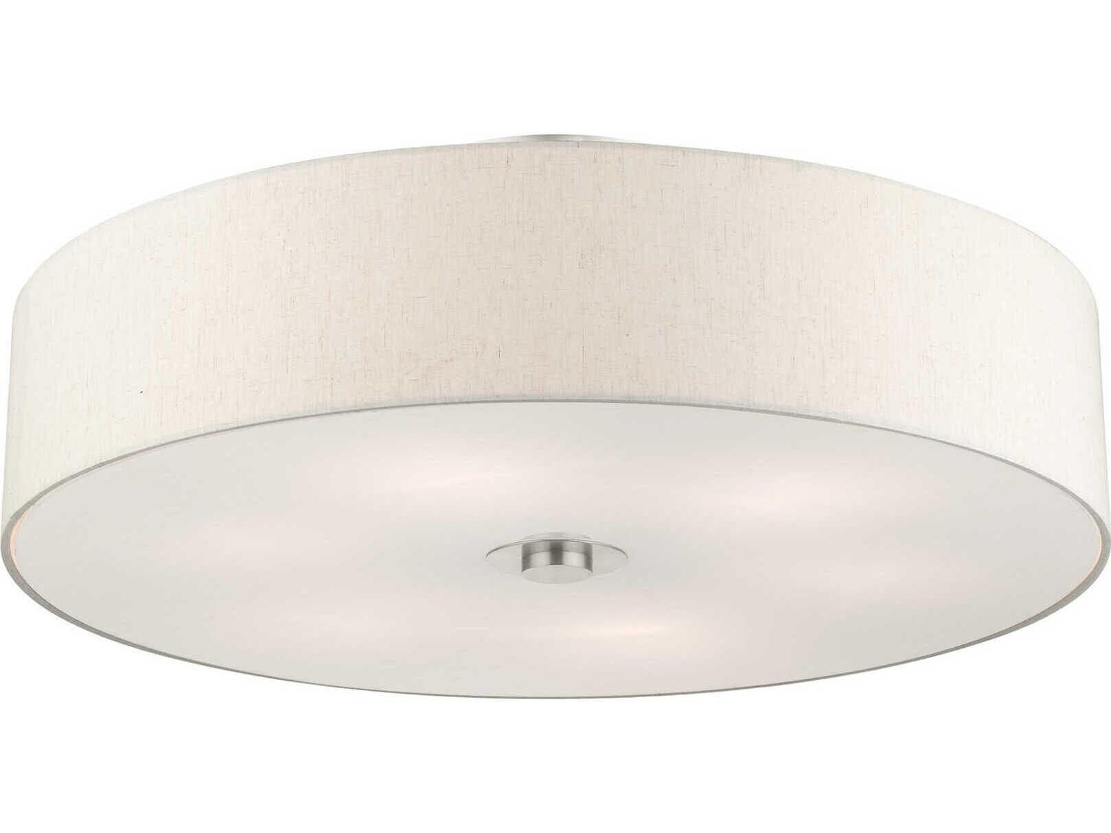 Livex Lighting Meridian 6-Light Brushed Nickel Drum Semi Flush Mount