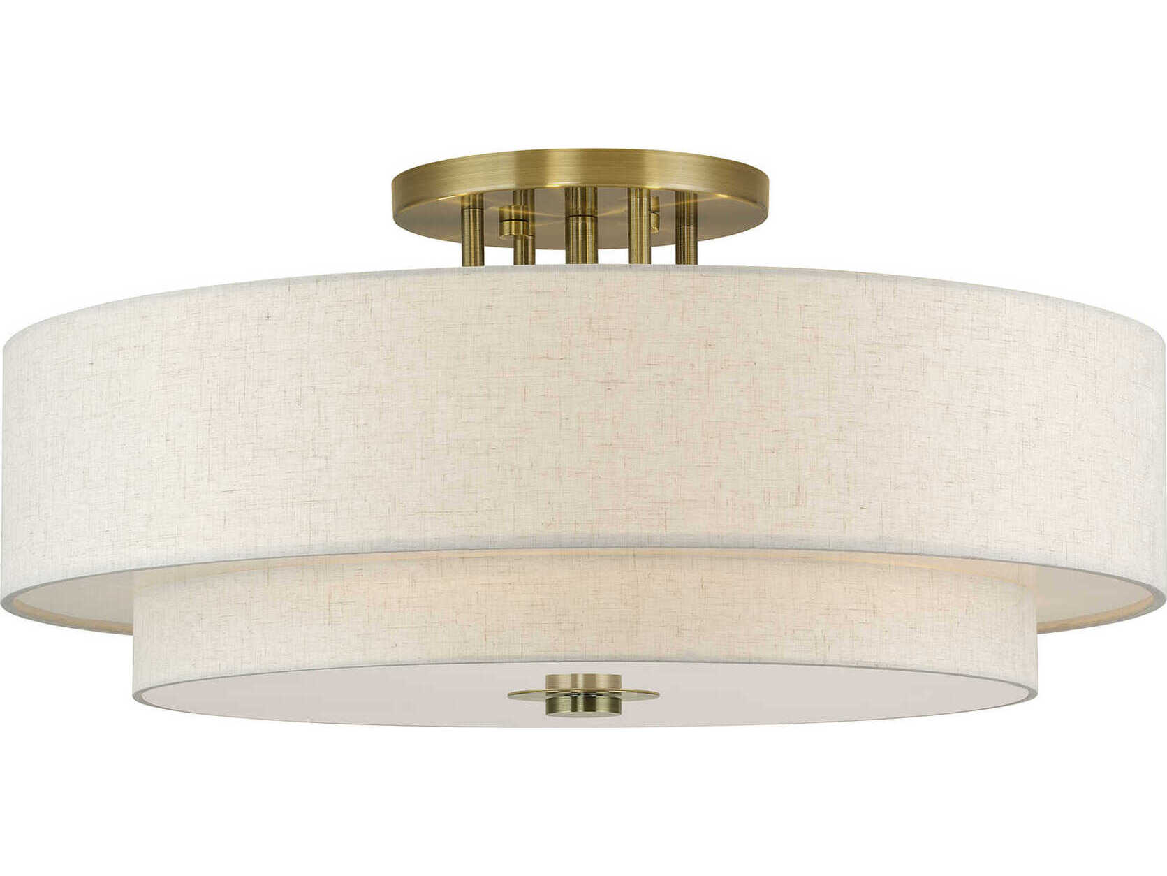 Livex Lighting Monroe 6-Light Antique Brass Drum Semi Flush Mount