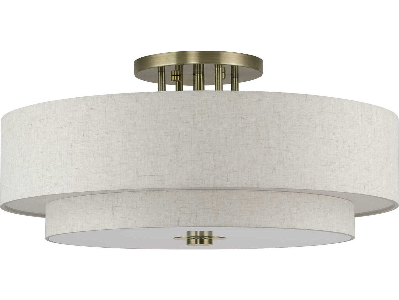 Livex Lighting Monroe 6-Light Antique Brass Drum Semi Flush Mount
