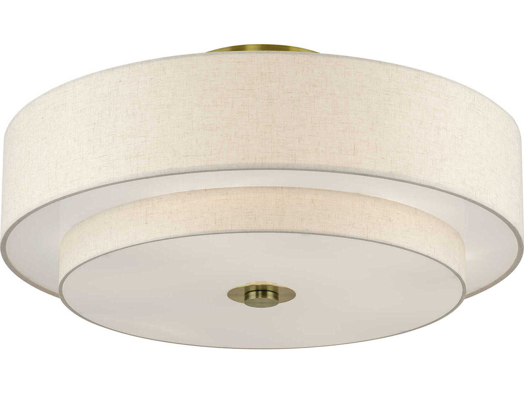 Livex Lighting Monroe 6-Light Antique Brass Drum Semi Flush Mount