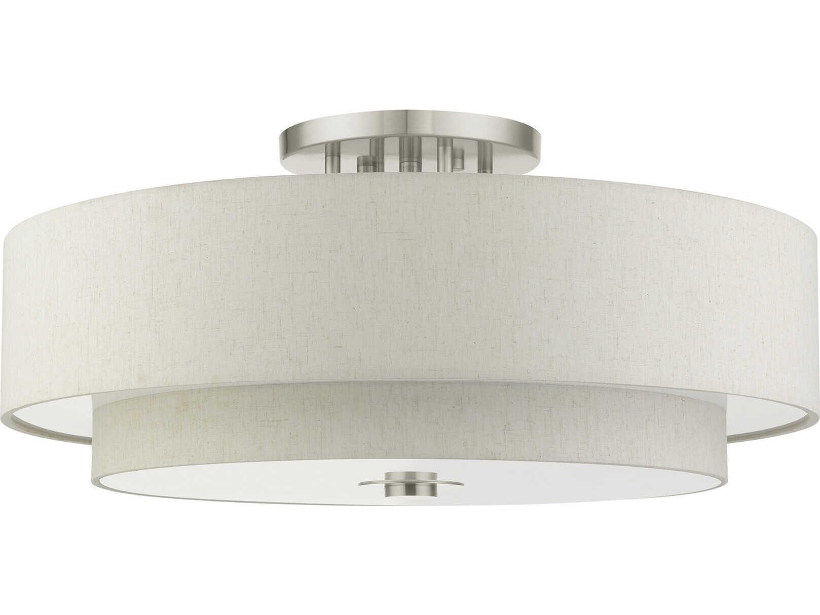 Livex Lighting Meridian 6-Light Brushed Nickel Drum Semi Flush Mount