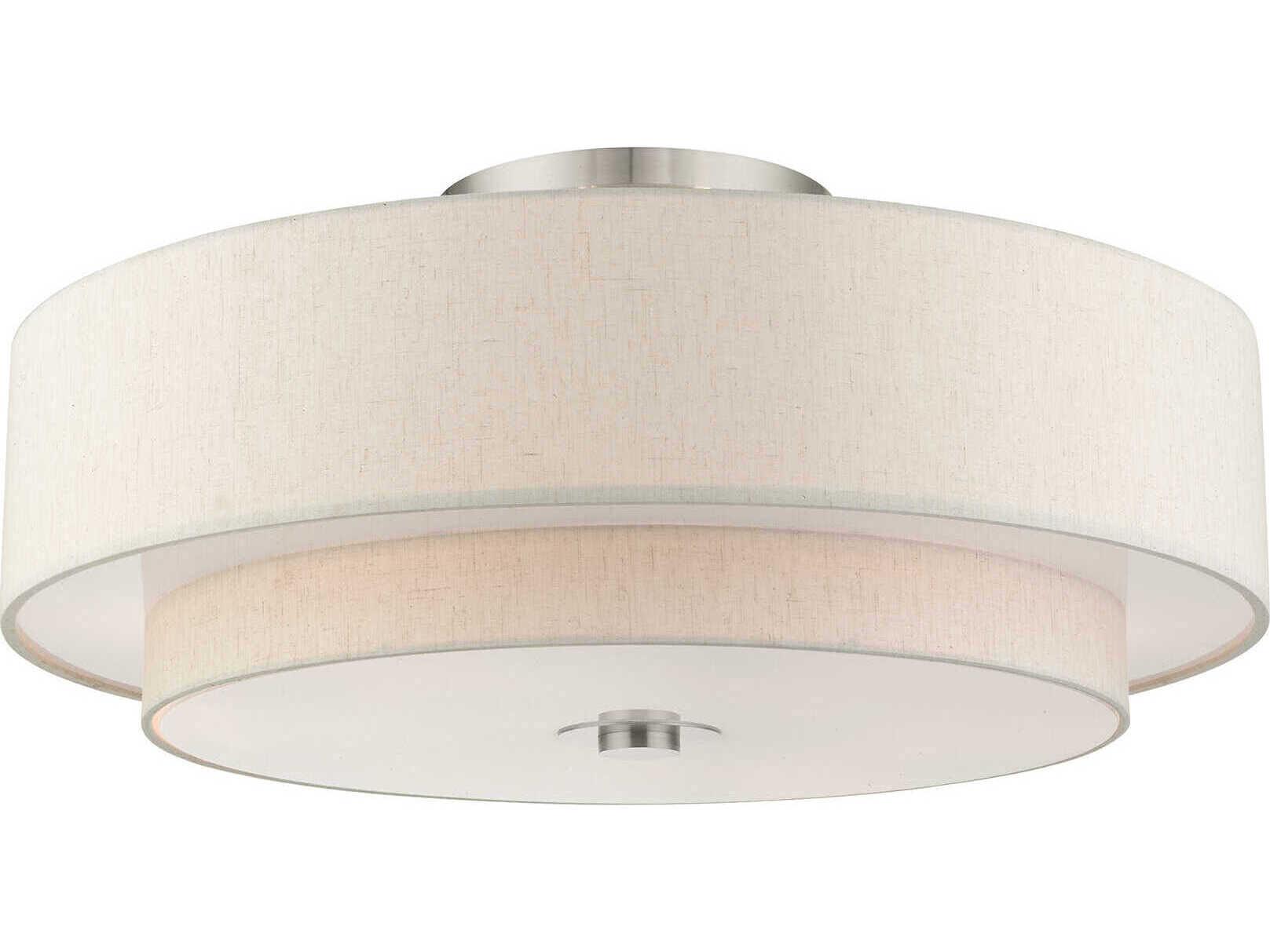 Livex Lighting Meridian 6-Light Brushed Nickel Drum Semi Flush Mount