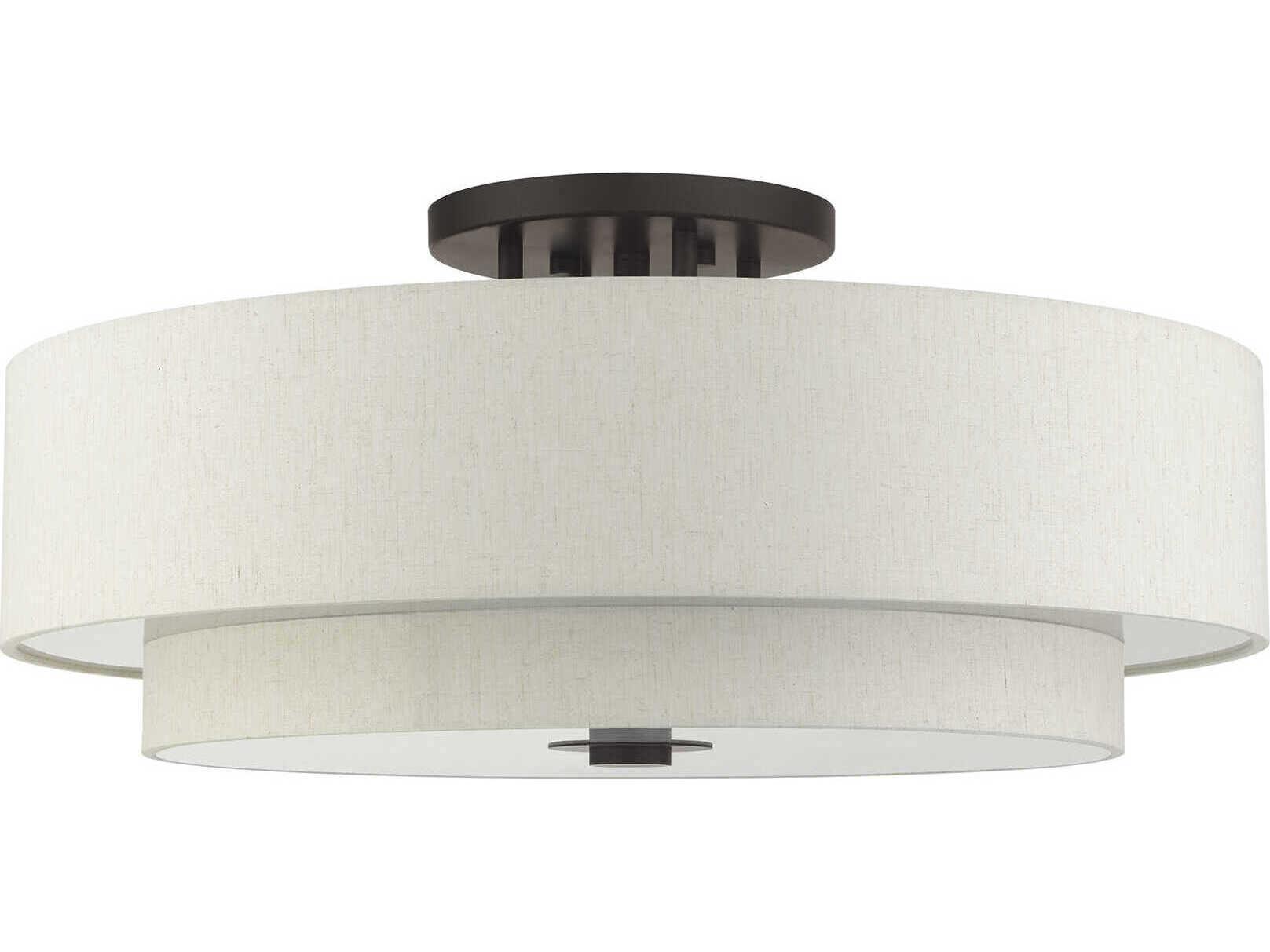 Livex Lighting Meridian 6-Light English Bronze Drum Semi Flush Mount