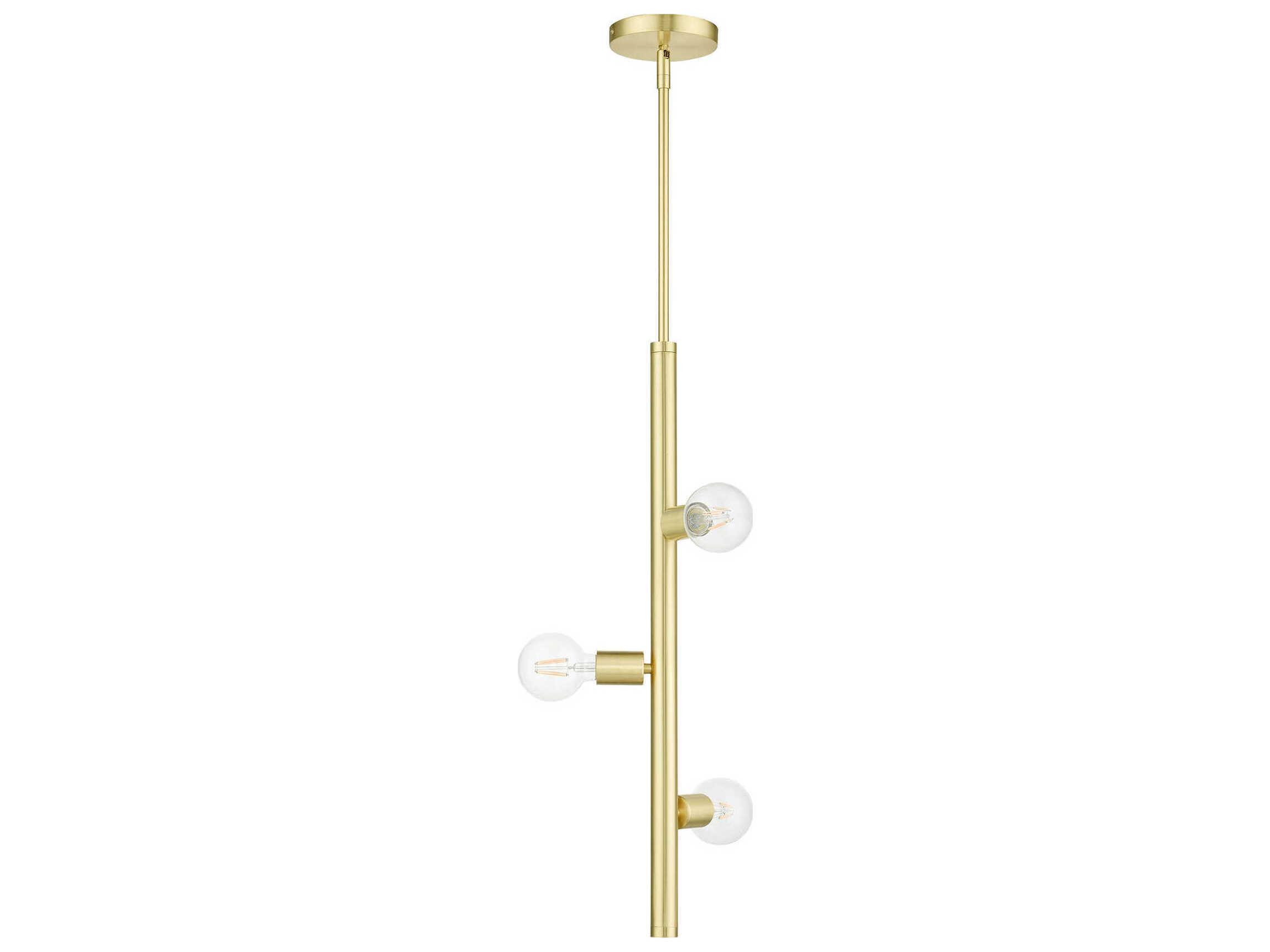 Livex Lighting Bannister 3-Light Satin Brass Linear Mini Pendant
