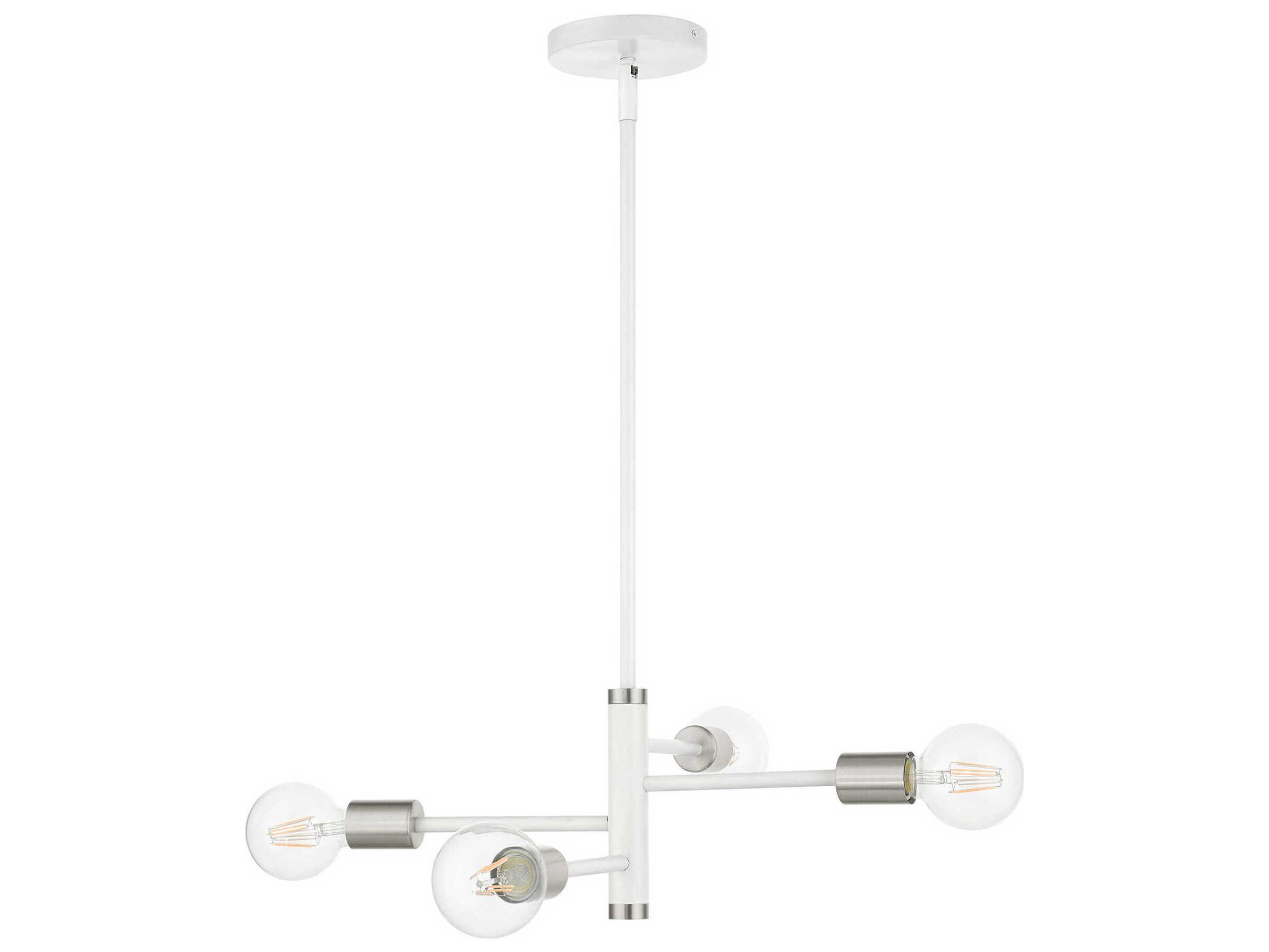 Livex Lighting Bannister 4-Light White Linear Chandelier