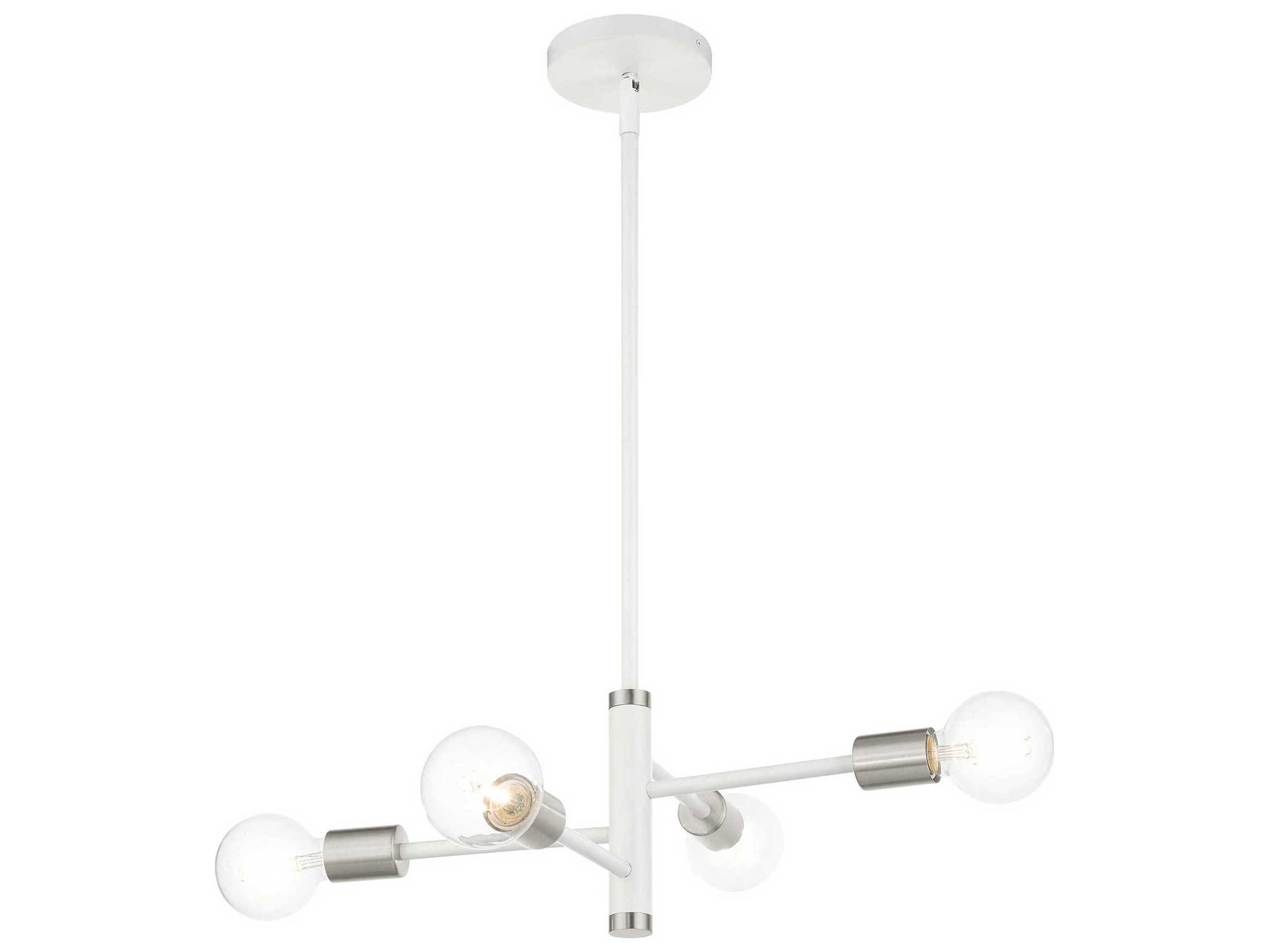 Livex Lighting Bannister 4-Light White Linear Chandelier