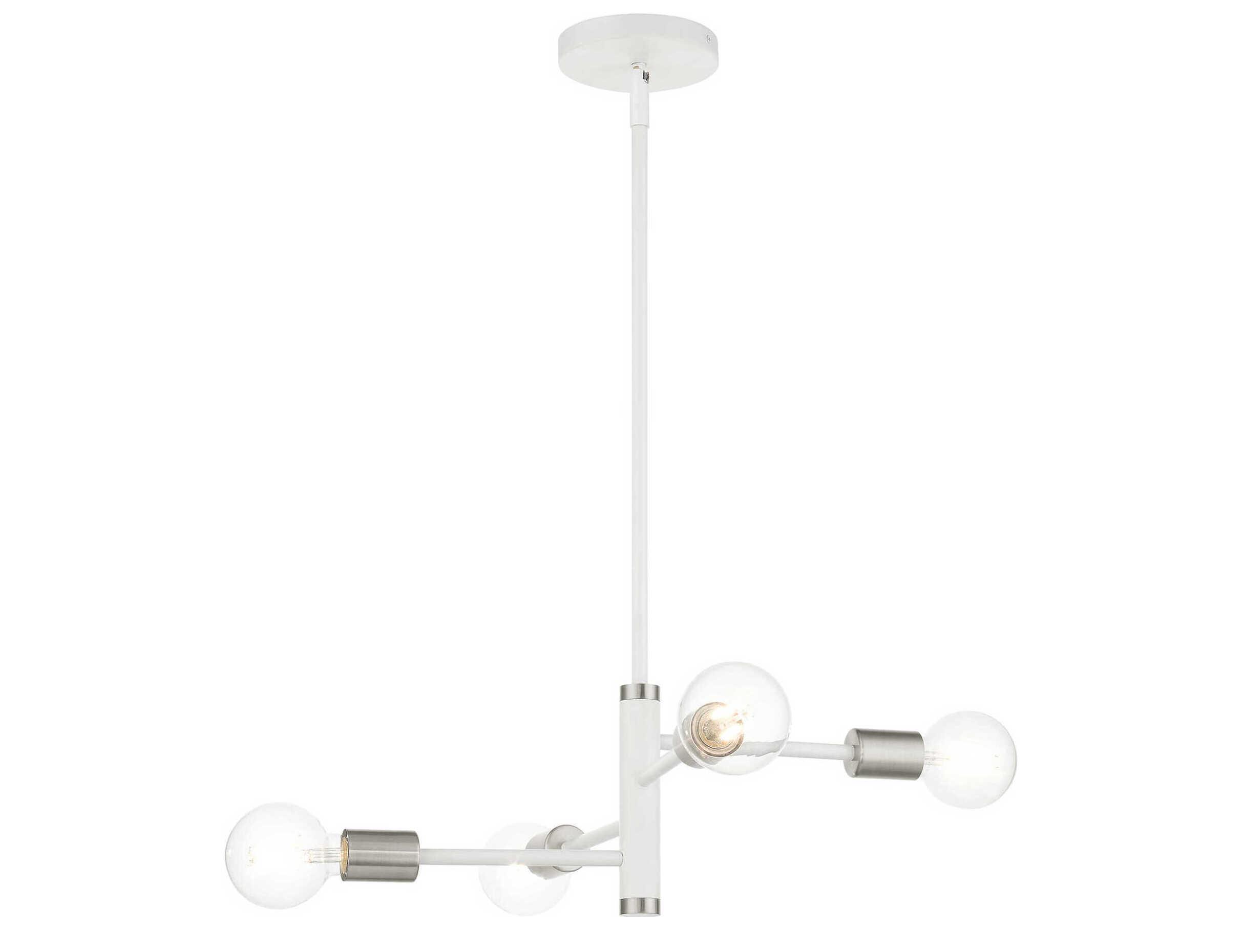 Livex Lighting Bannister 4-Light White Linear Chandelier