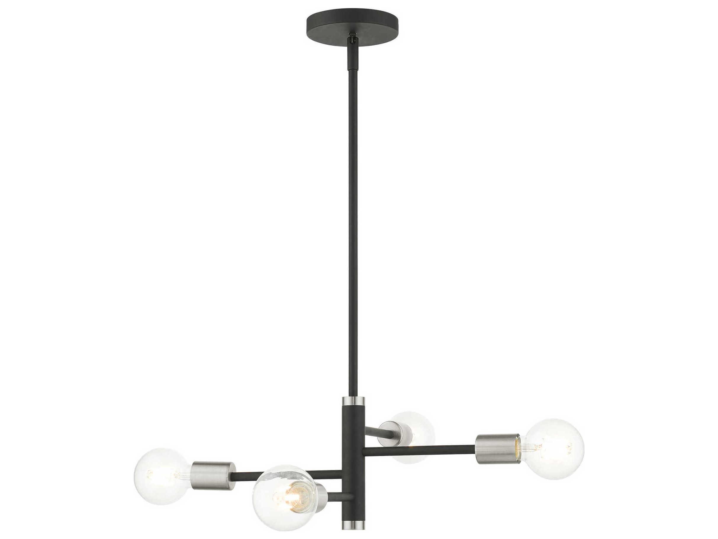 Livex Lighting Bannister 4-Light Black Linear Chandelier