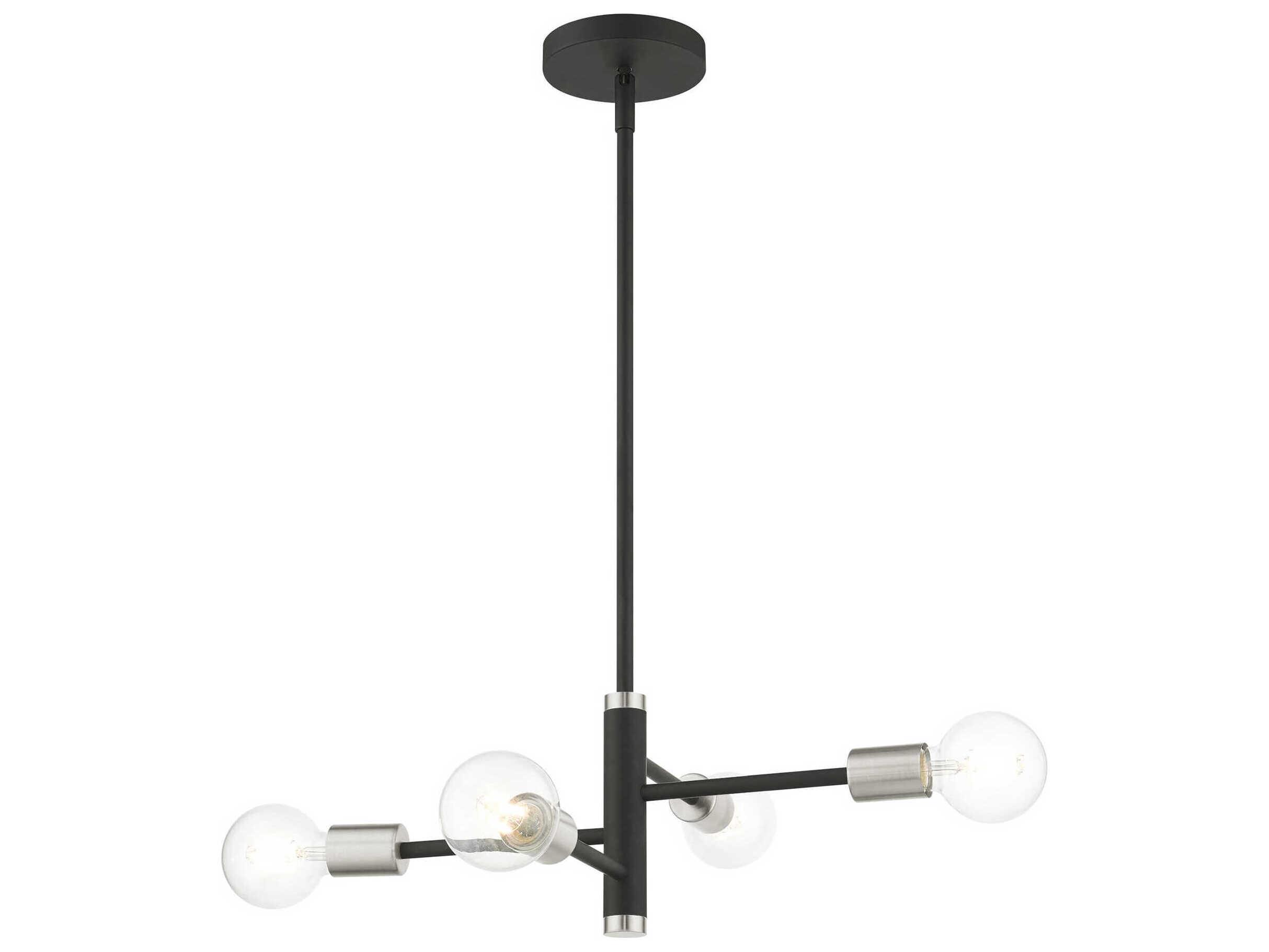 Livex Lighting Bannister 4-Light Black Linear Chandelier