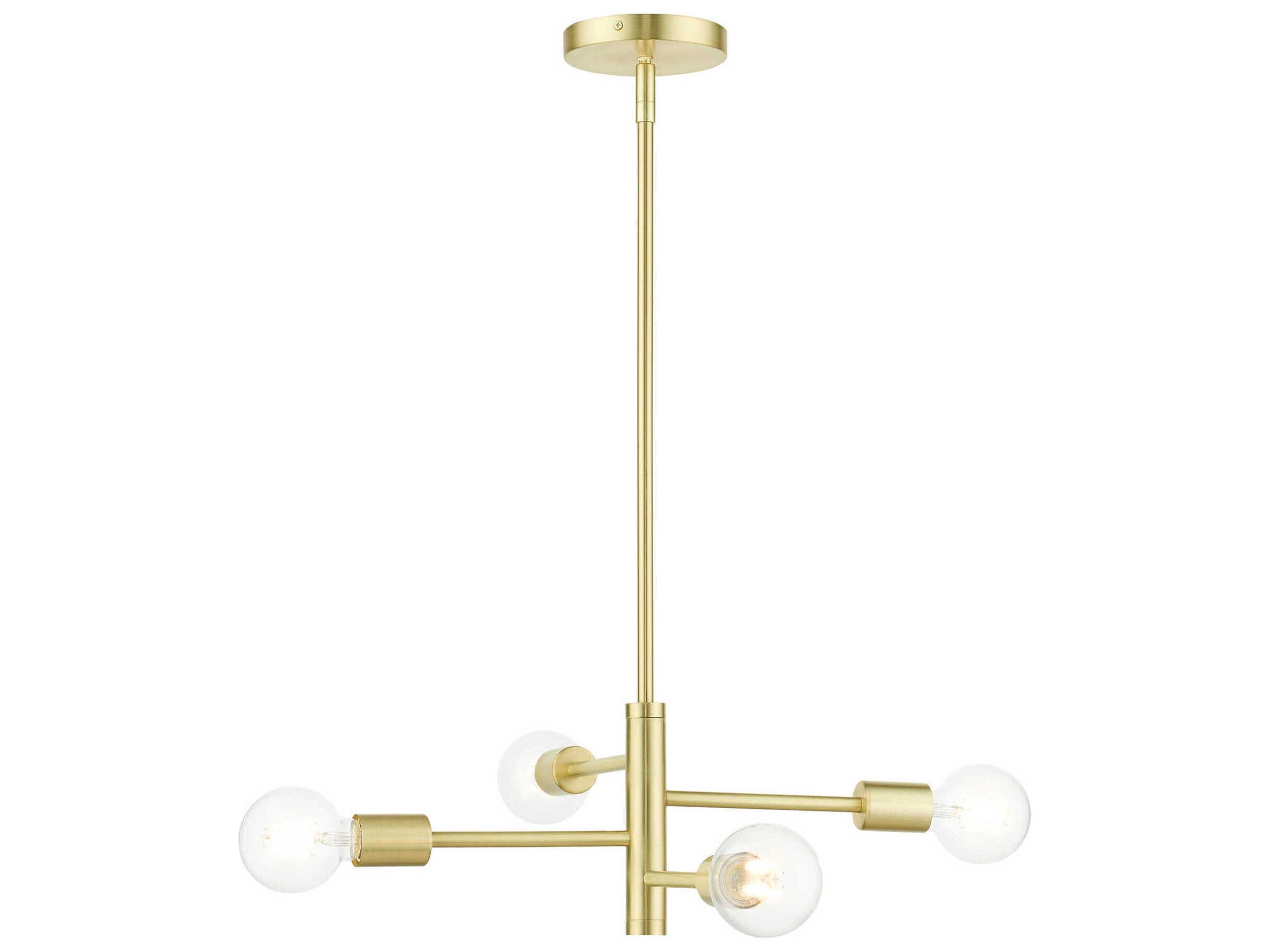 Livex Lighting Bannister 4-Light Satin Brass Linear Chandelier