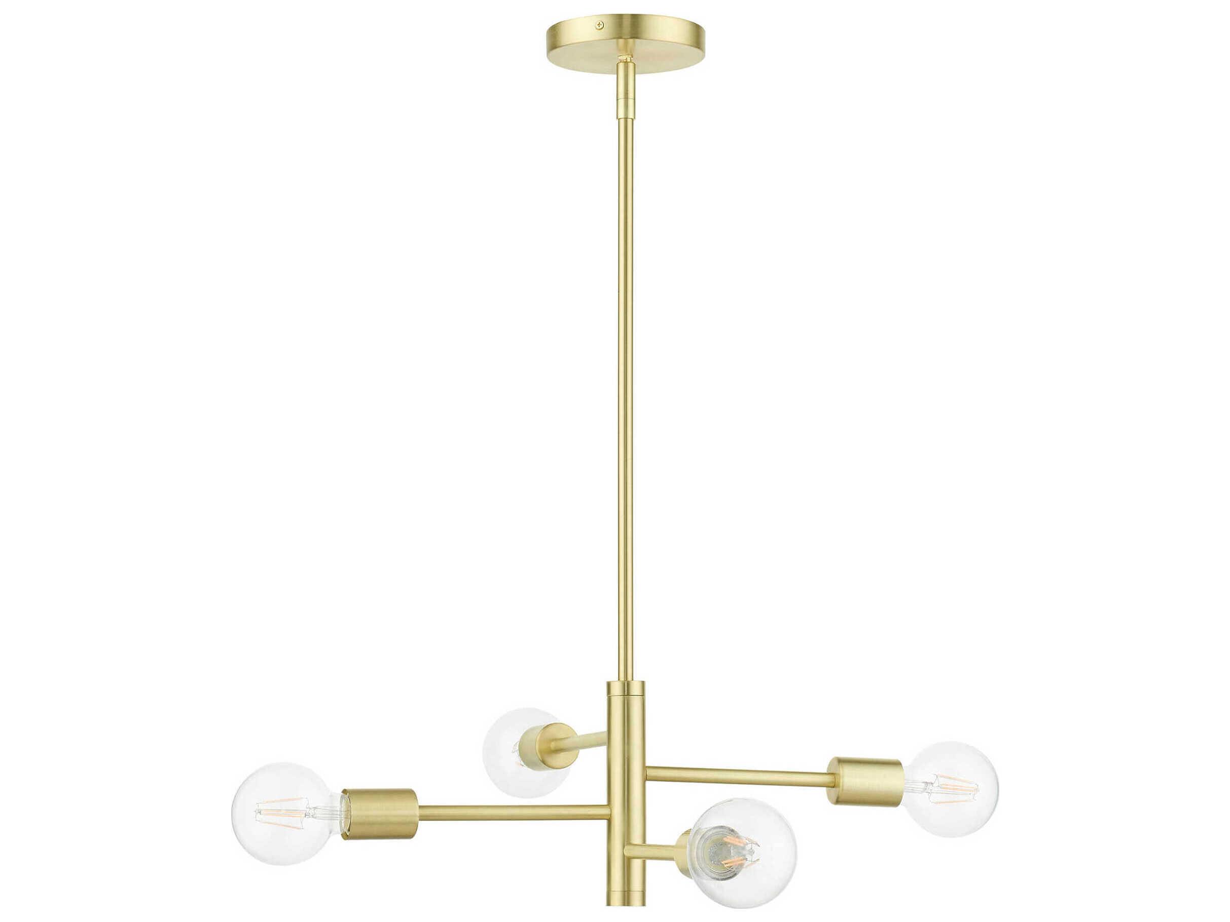 Livex Lighting Bannister 4-Light Satin Brass Linear Chandelier