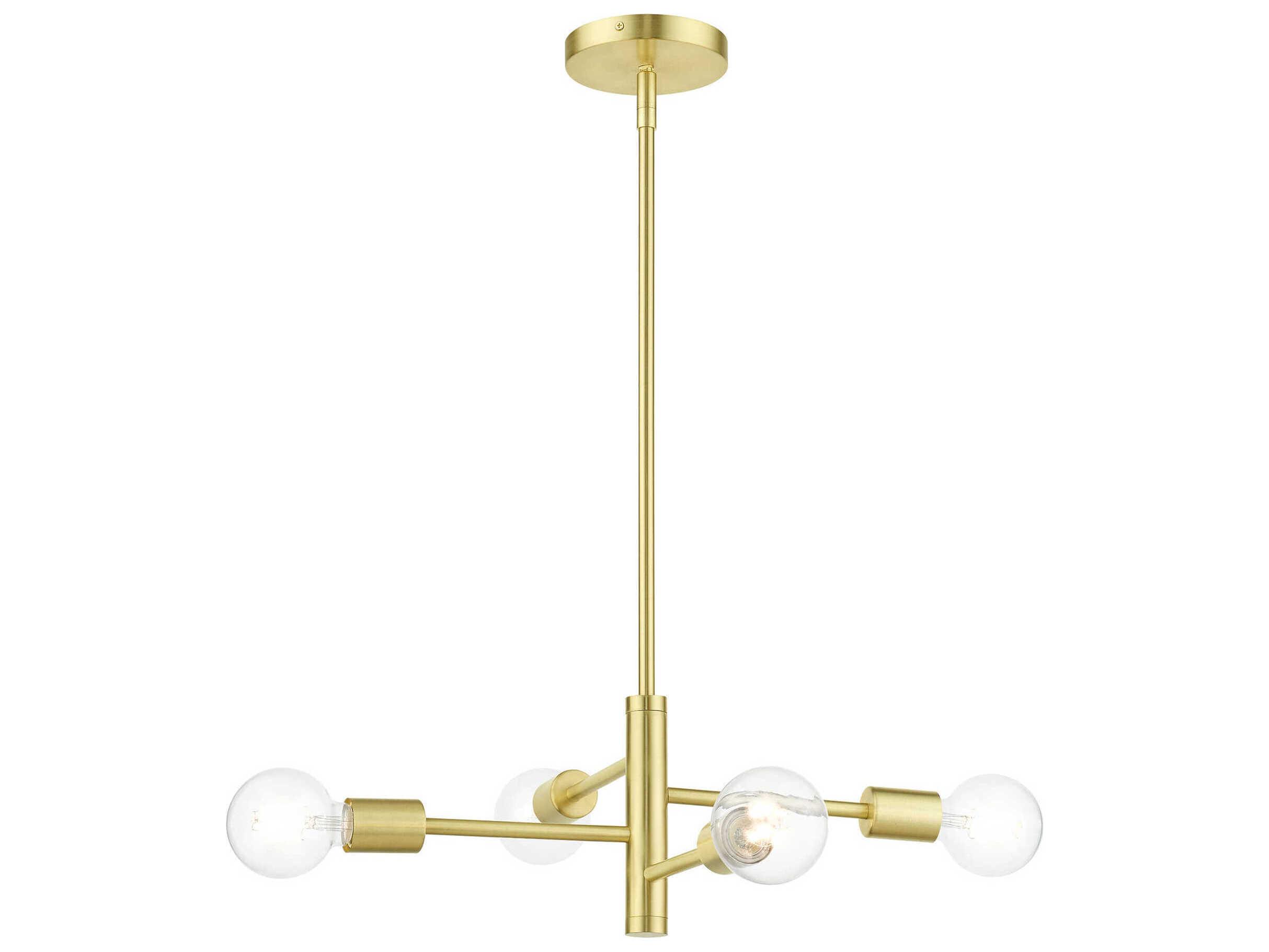 Livex Lighting Bannister 4-Light Satin Brass Linear Chandelier