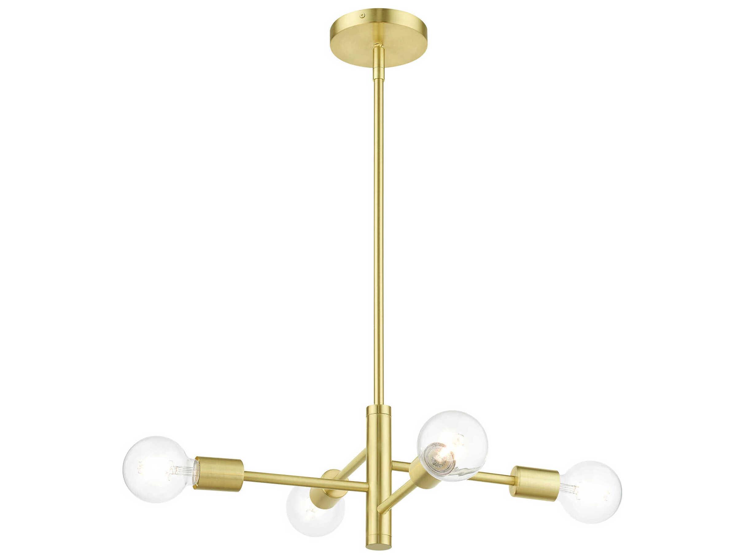 Livex Lighting Bannister 4-Light Satin Brass Linear Chandelier
