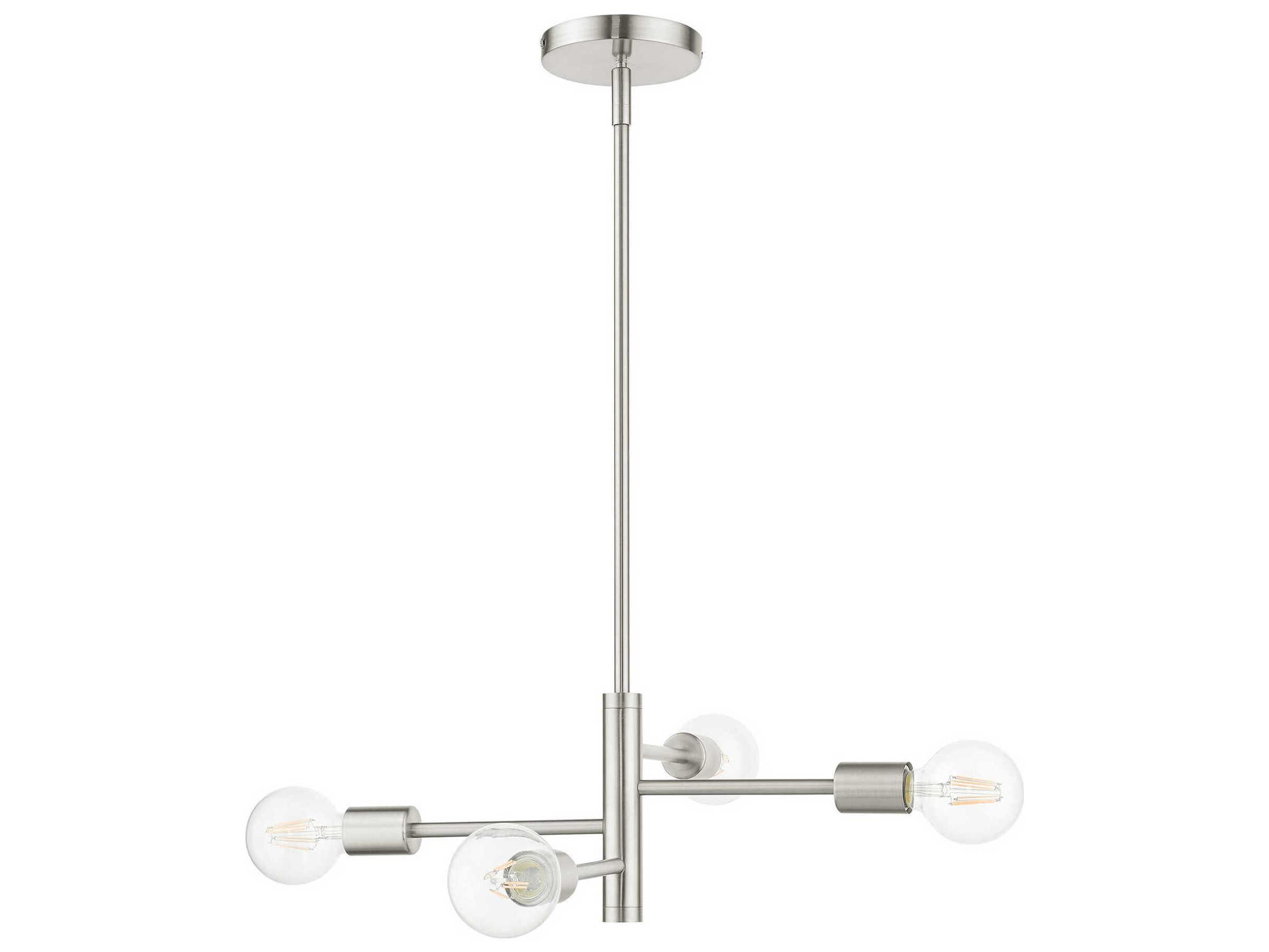 Livex Lighting Bannister 4-Light Brushed Nickel Linear Chandelier