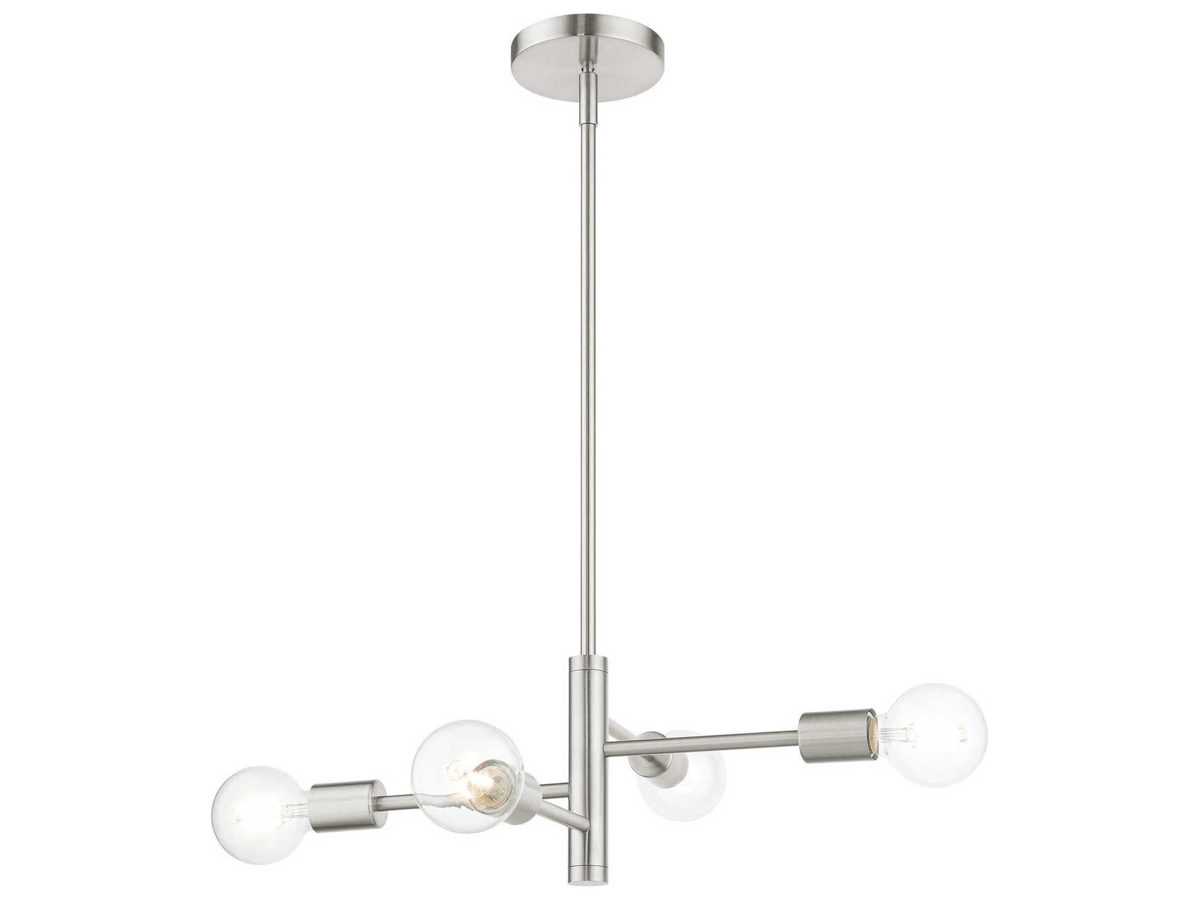 Livex Lighting Bannister 4-Light Brushed Nickel Linear Chandelier
