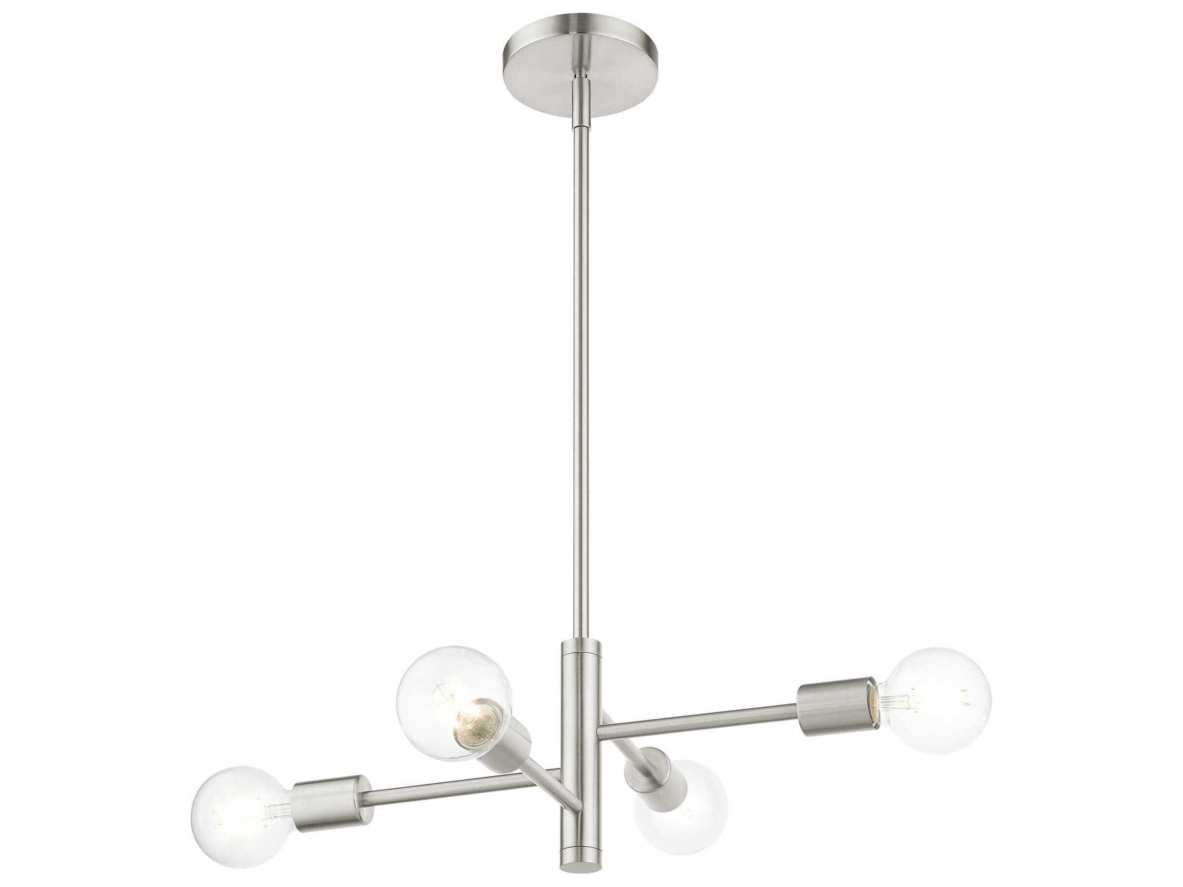 Livex Lighting Bannister 4-Light Brushed Nickel Linear Chandelier