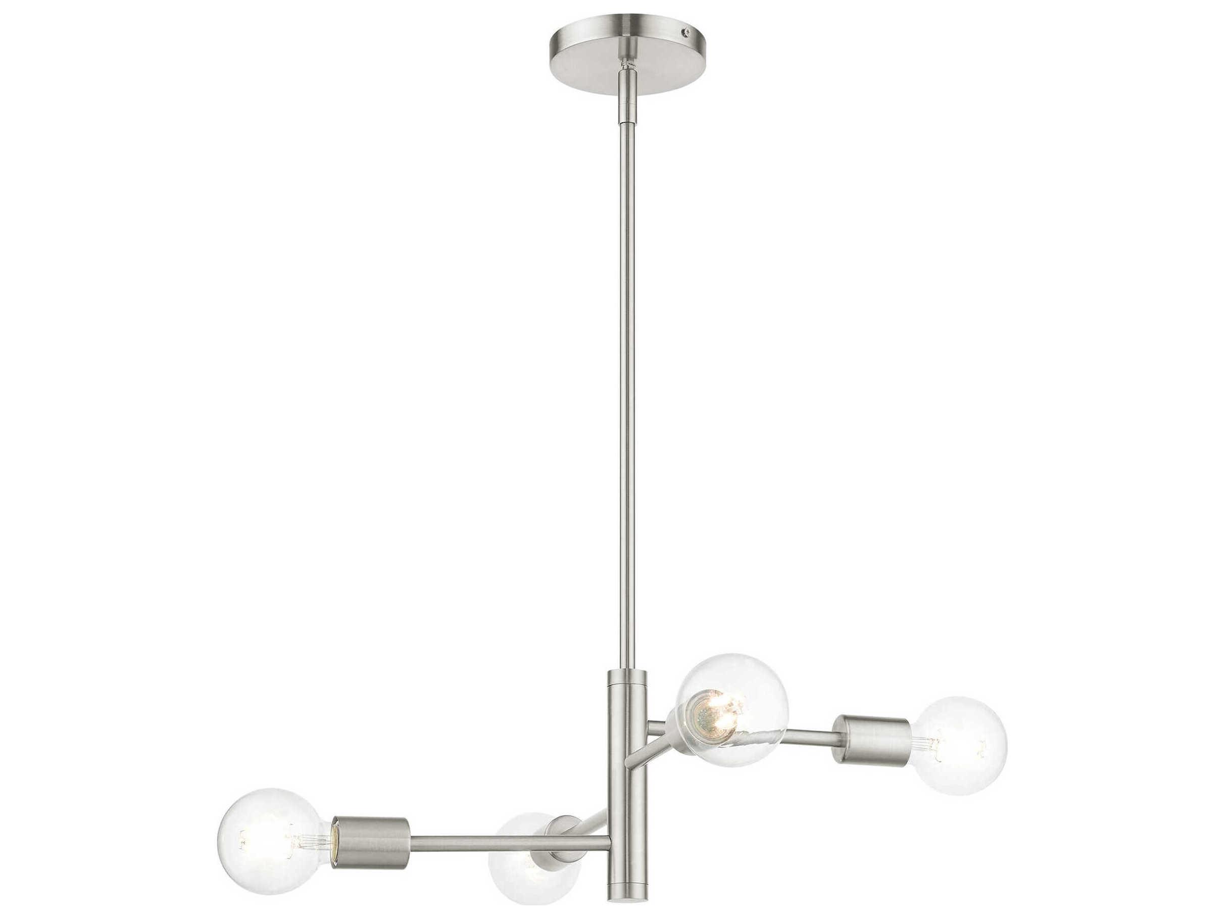 Livex Lighting Bannister 4-Light Brushed Nickel Linear Chandelier