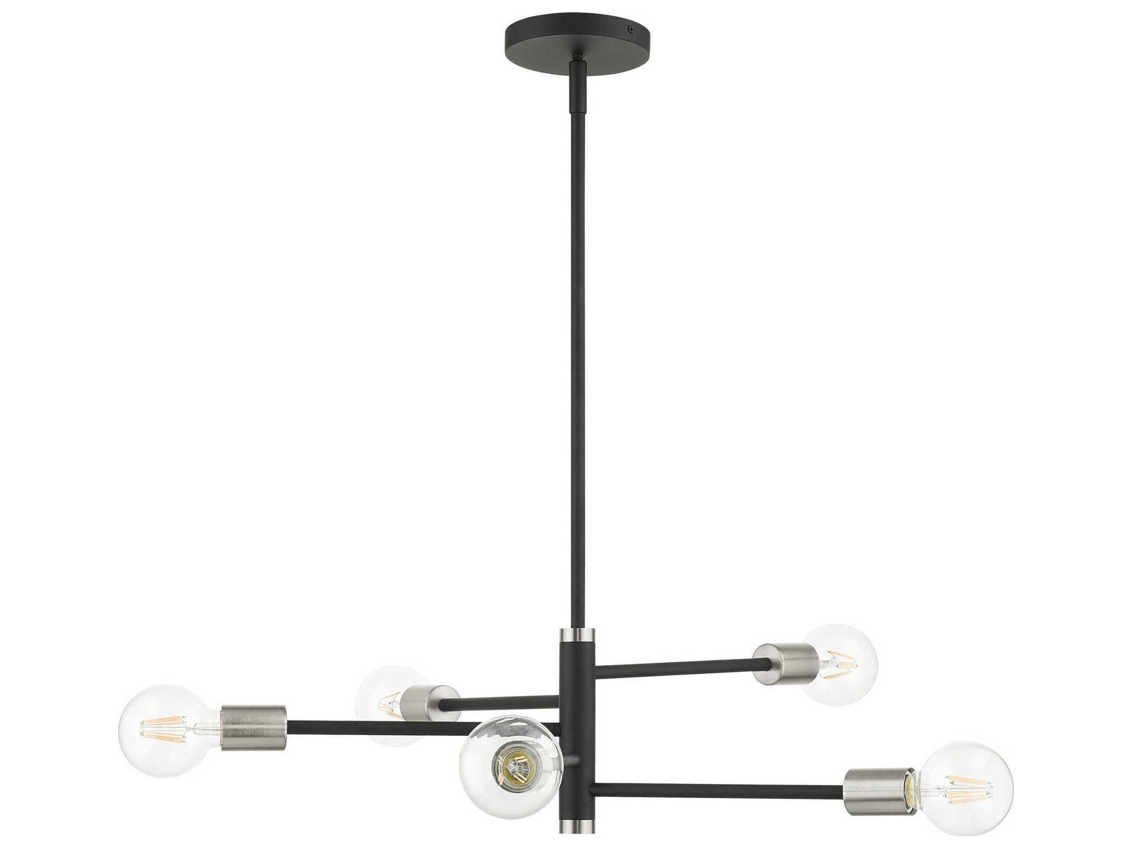 Livex Lighting Bannister 5-Light Black Linear Chandelier