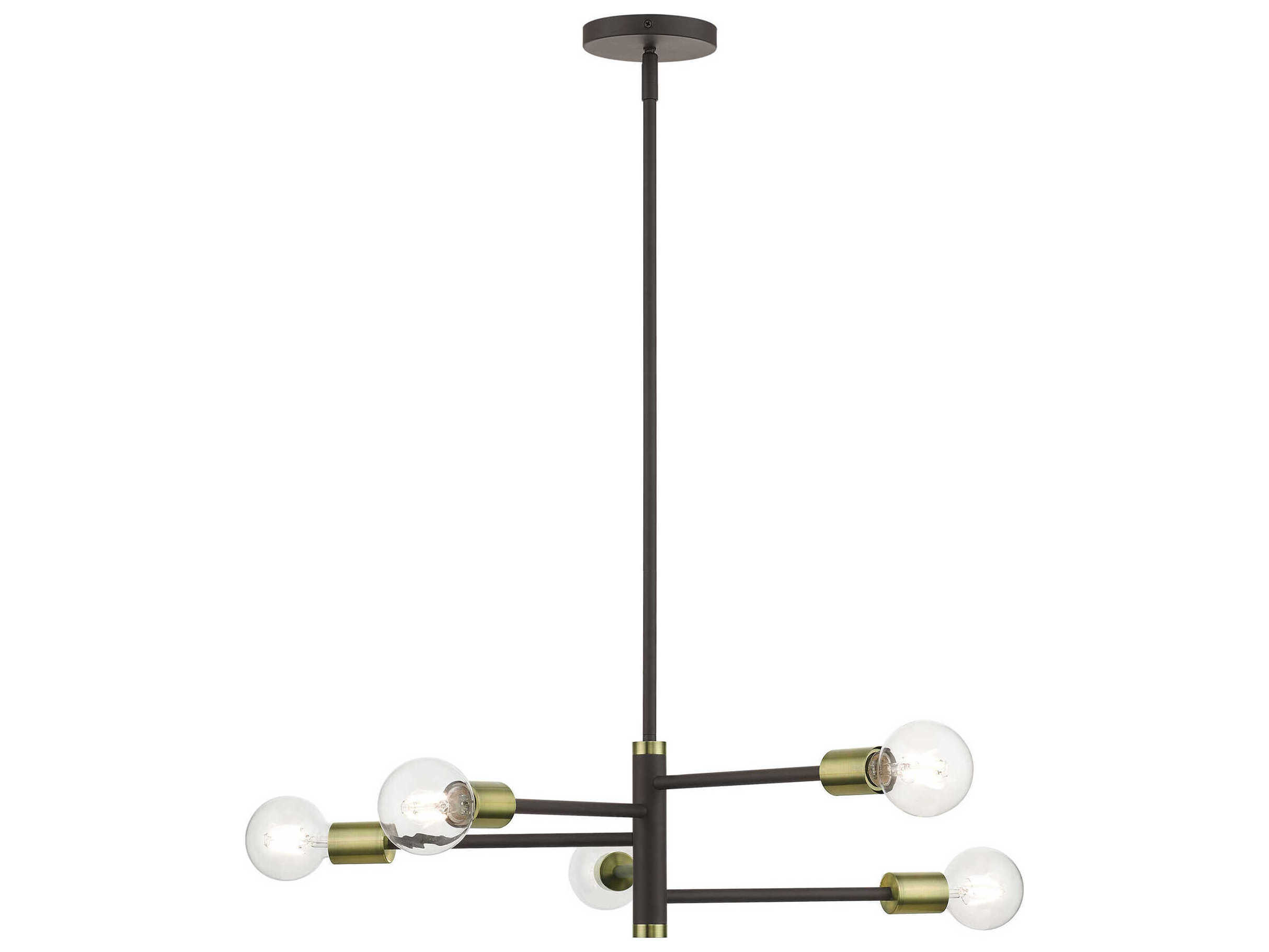 Livex Lighting Bannister 5-Light Bronze Antique Brass Linear Chandelier