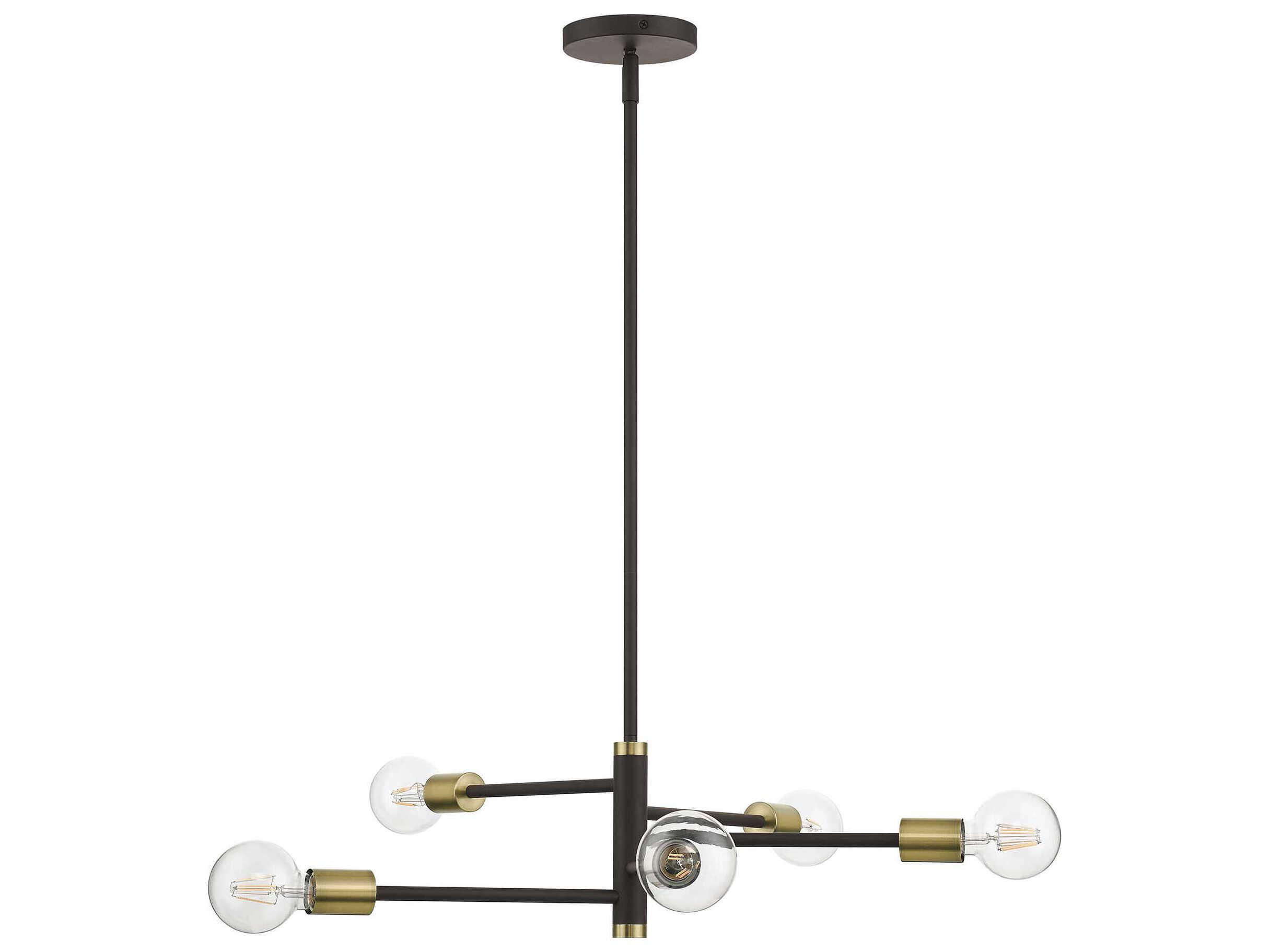 Livex Lighting Bannister 5-Light Bronze Antique Brass Linear Chandelier