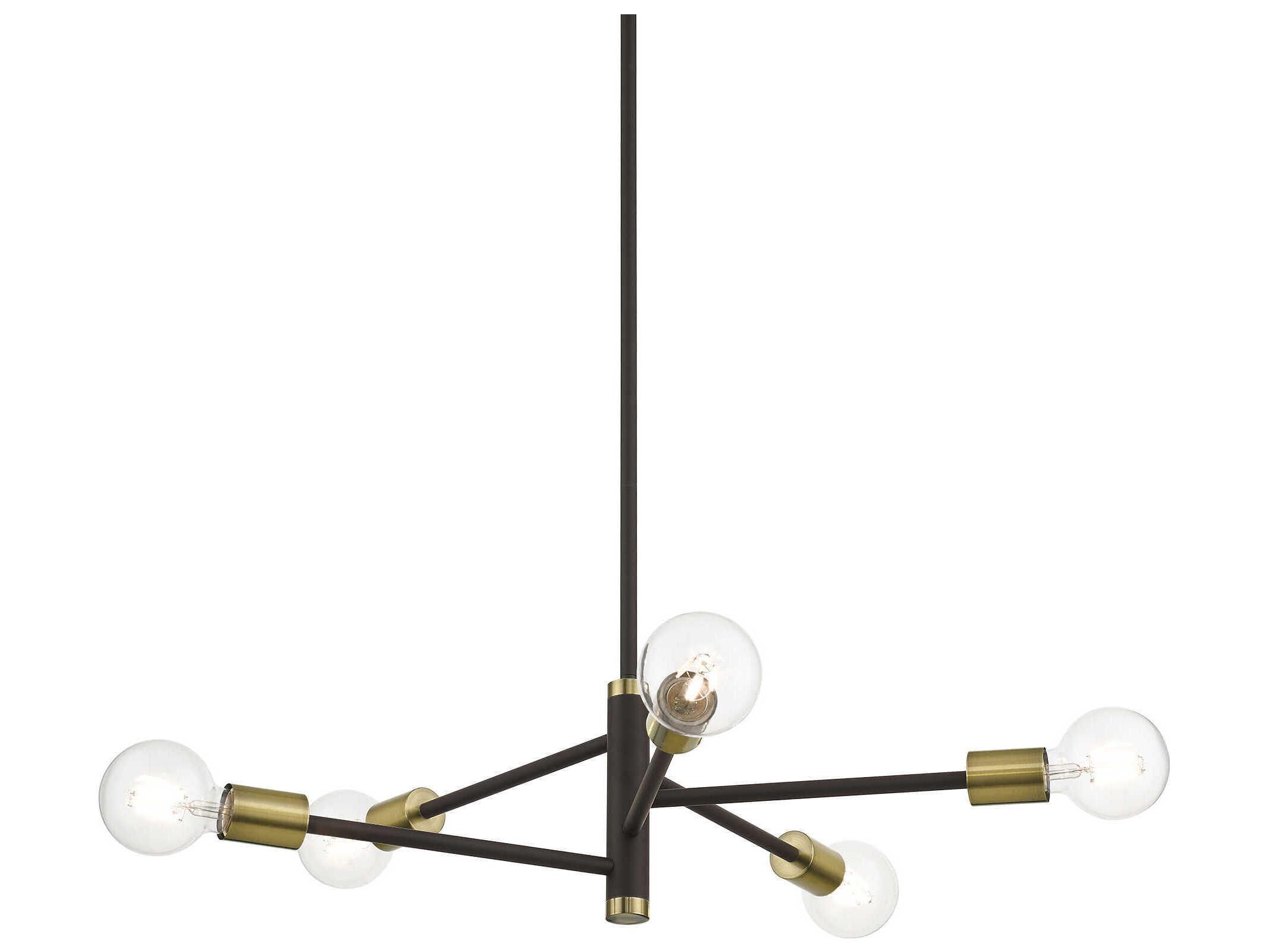 Livex Lighting Bannister 5-Light Bronze Antique Brass Linear Chandelier