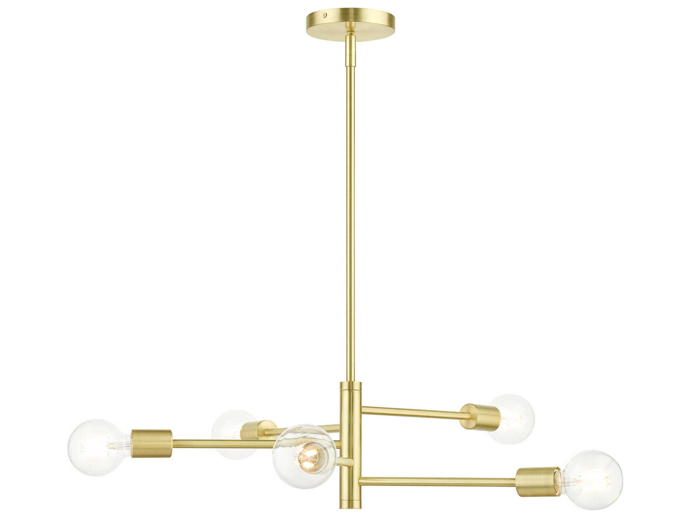 Livex Lighting Bannister 5-Light Satin Brass Linear Chandelier