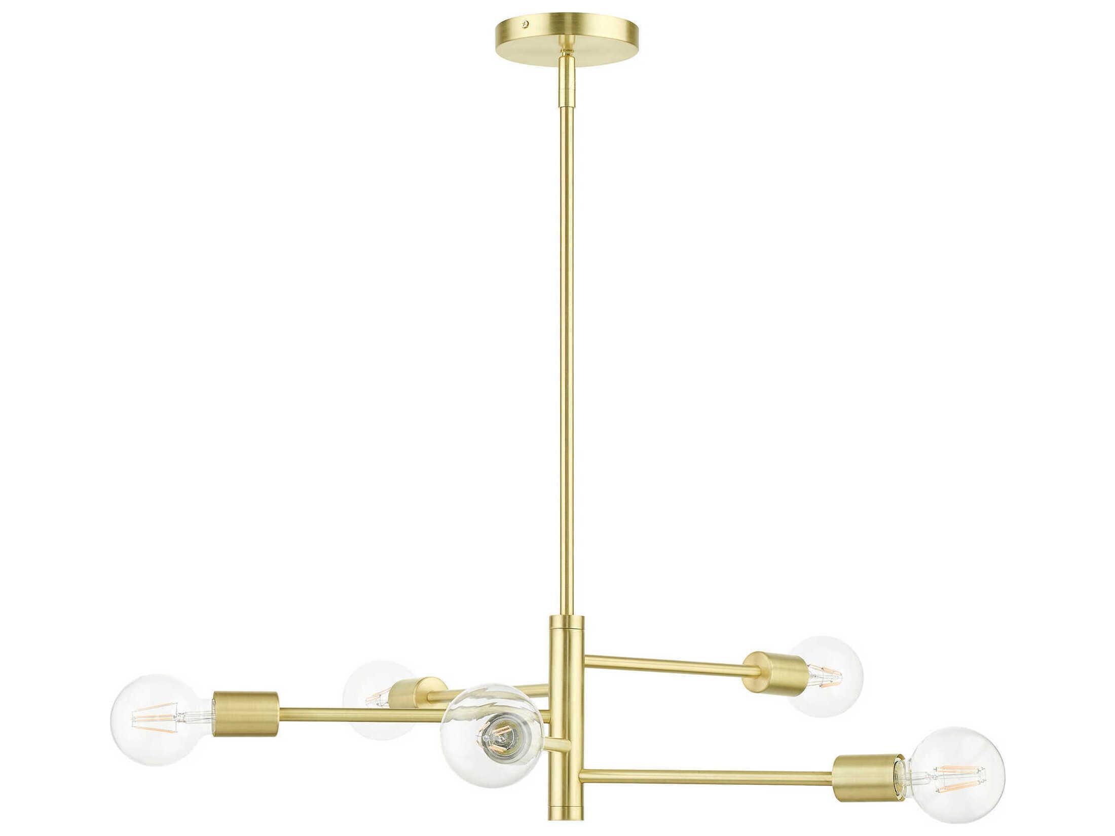 Livex Lighting Bannister 5-Light Satin Brass Linear Chandelier