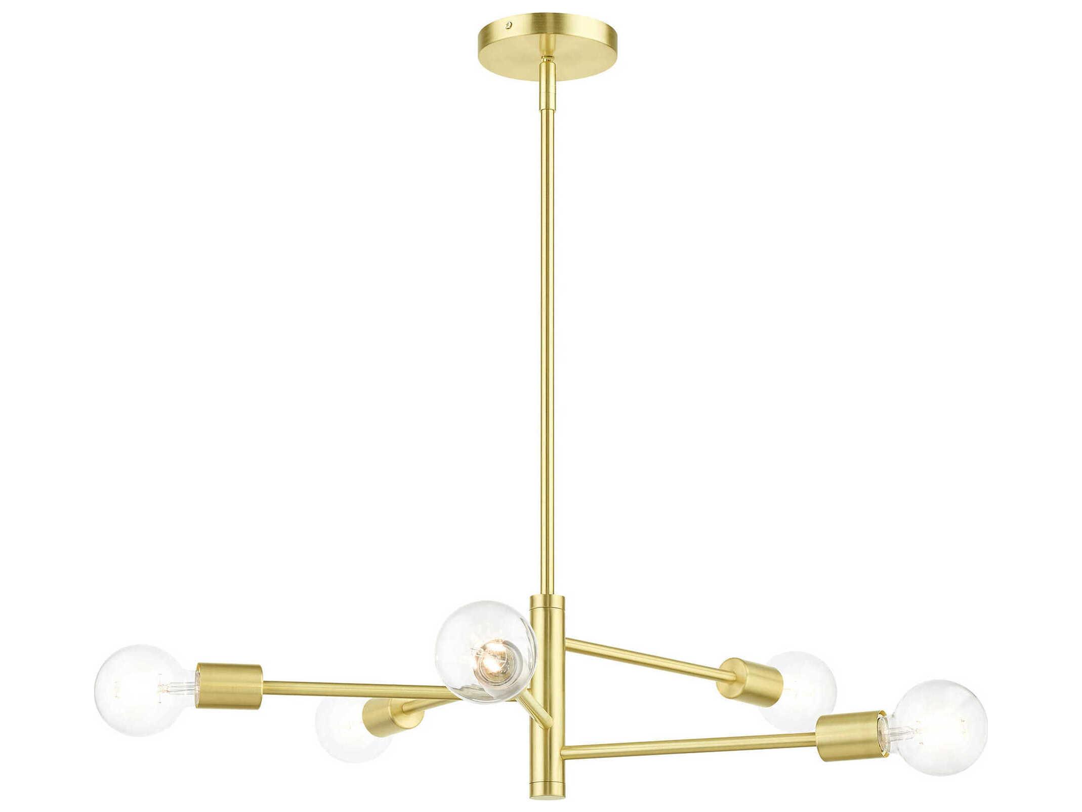 Livex Lighting Bannister 5-Light Satin Brass Linear Chandelier
