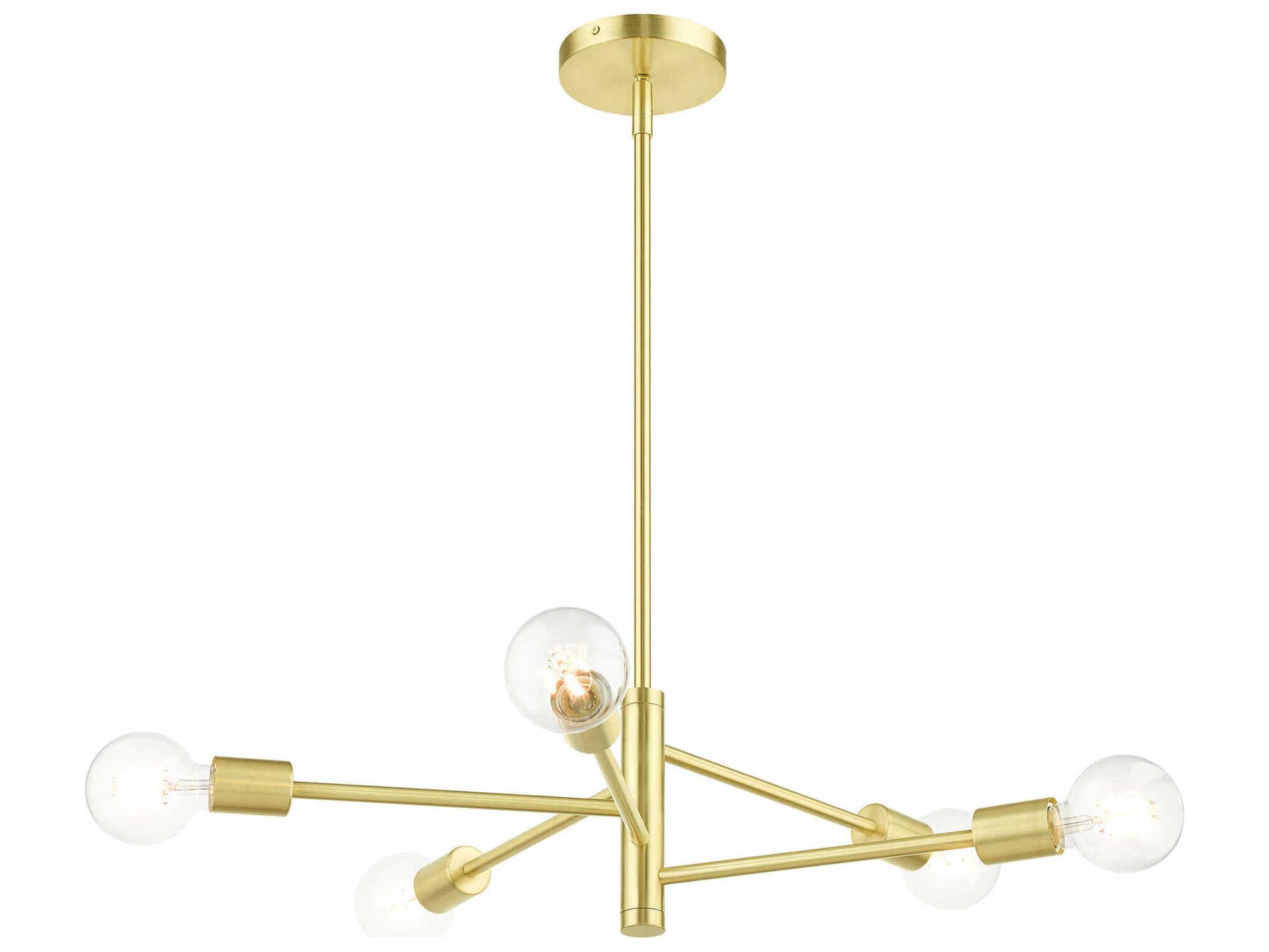 Livex Lighting Bannister 5-Light Satin Brass Linear Chandelier