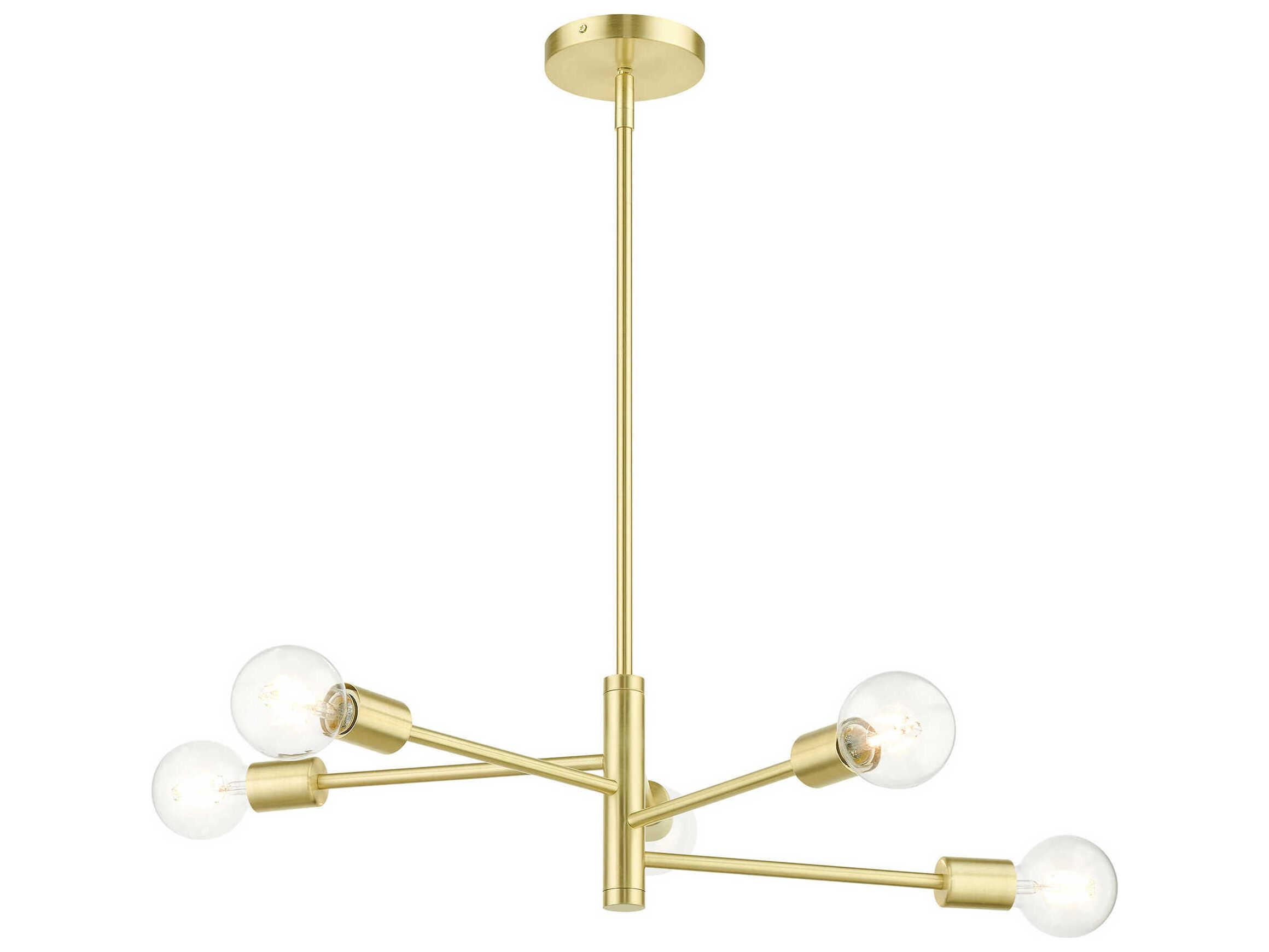 Livex Lighting Bannister 5-Light Satin Brass Linear Chandelier